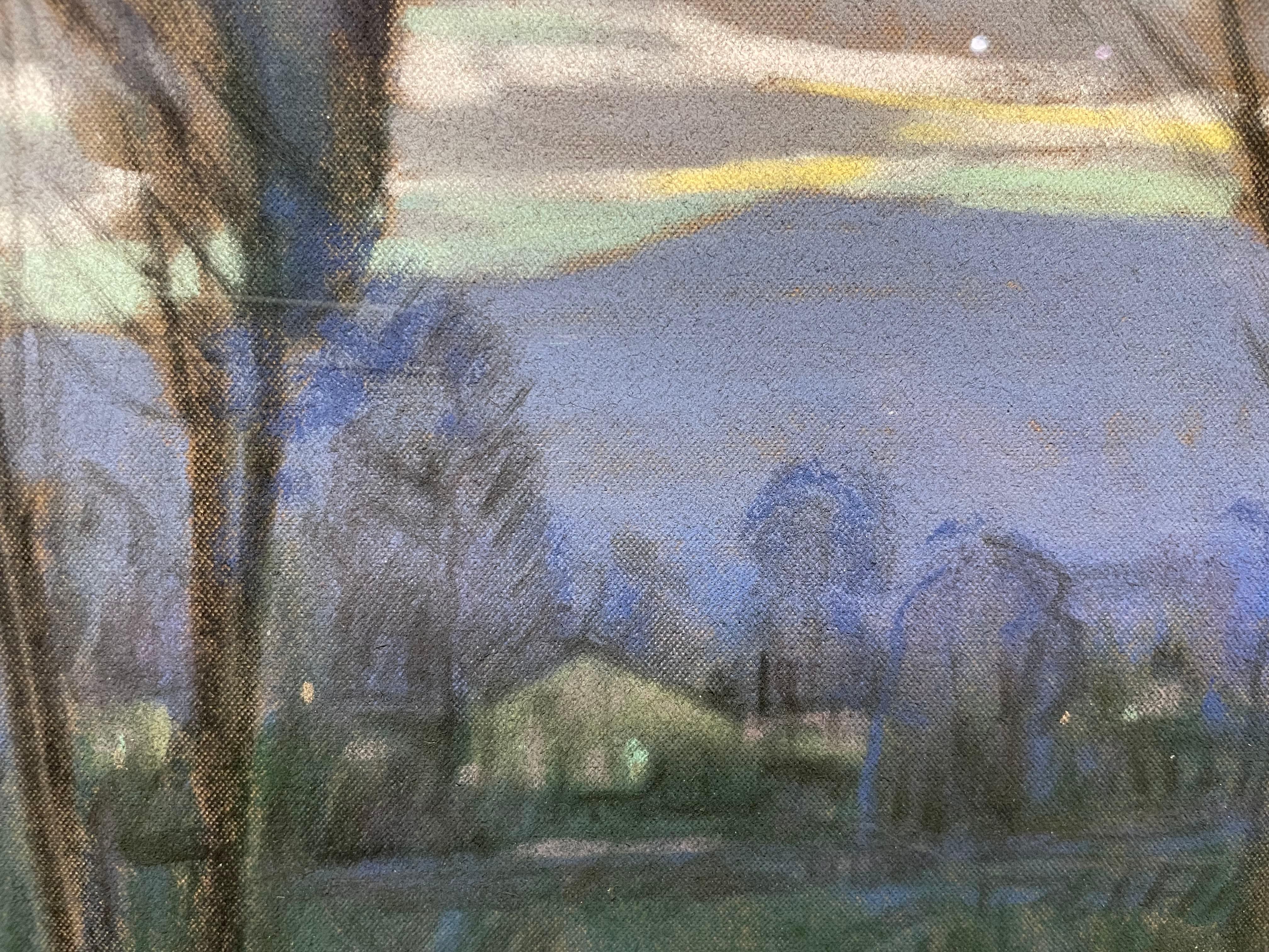 Niebla al atardecer, paisaje montañoso nocturno de principios del siglo XX en venta 6