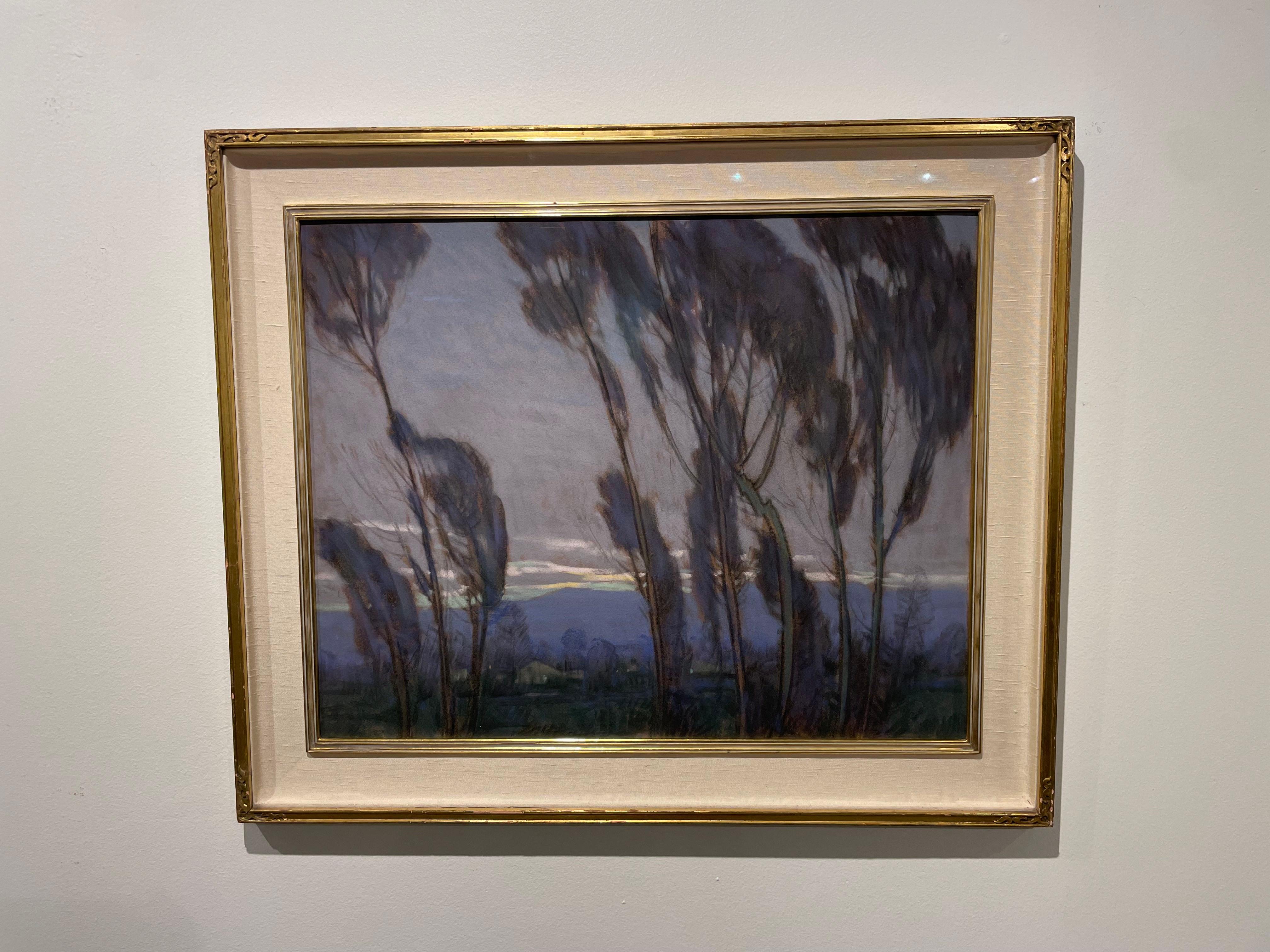 Niebla al atardecer, paisaje montañoso nocturno de principios del siglo XX en venta 2
