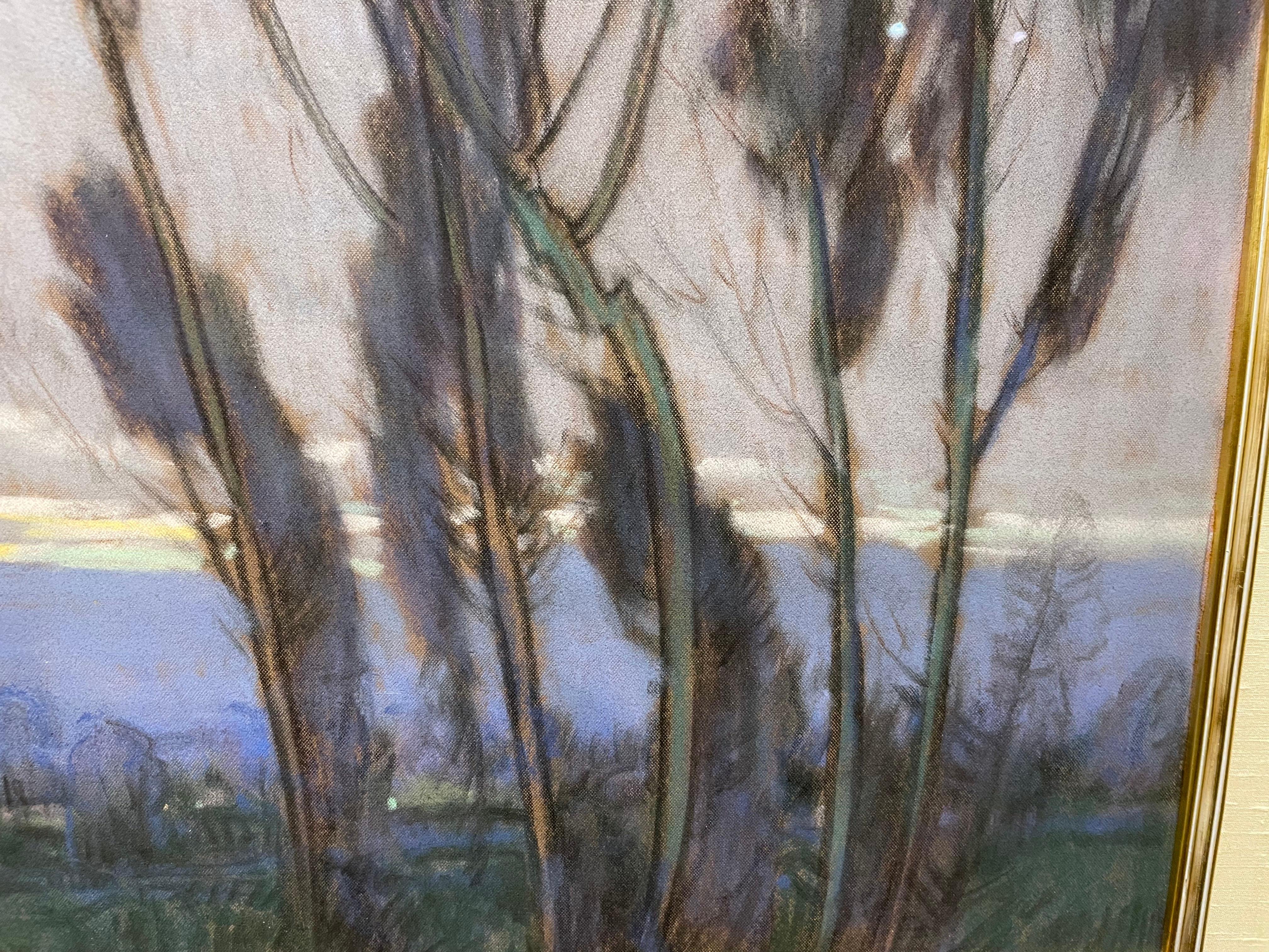 Niebla al atardecer, paisaje montañoso nocturno de principios del siglo XX en venta 3