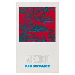 Raymond Pages, Original-Vintage-Poster einer Fluggesellschaft, Air France, Mexiko, 1971