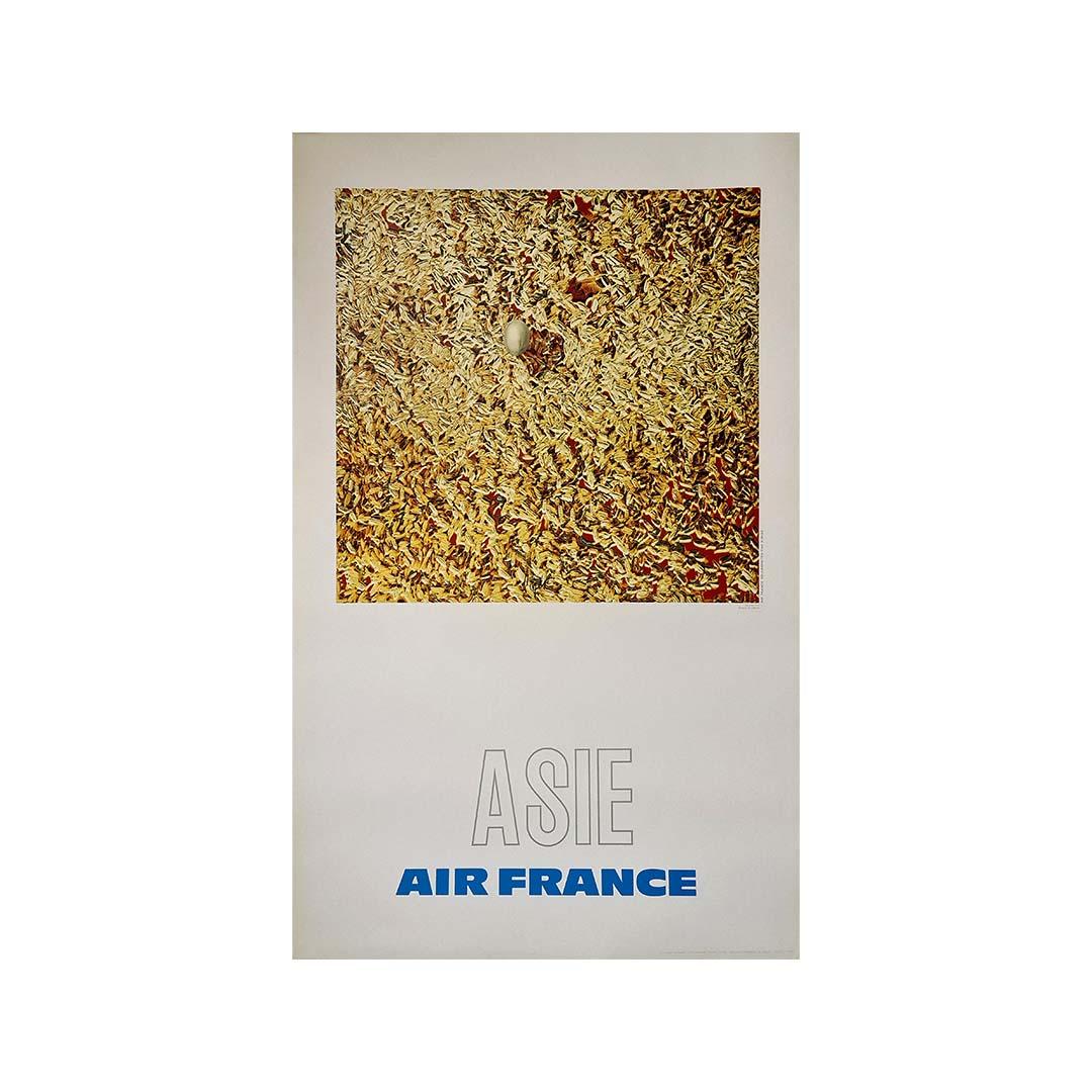 1971 Original-Reiseplakat von Pagès für Air France zur Werbung für Reisen nach Asien im Angebot 2