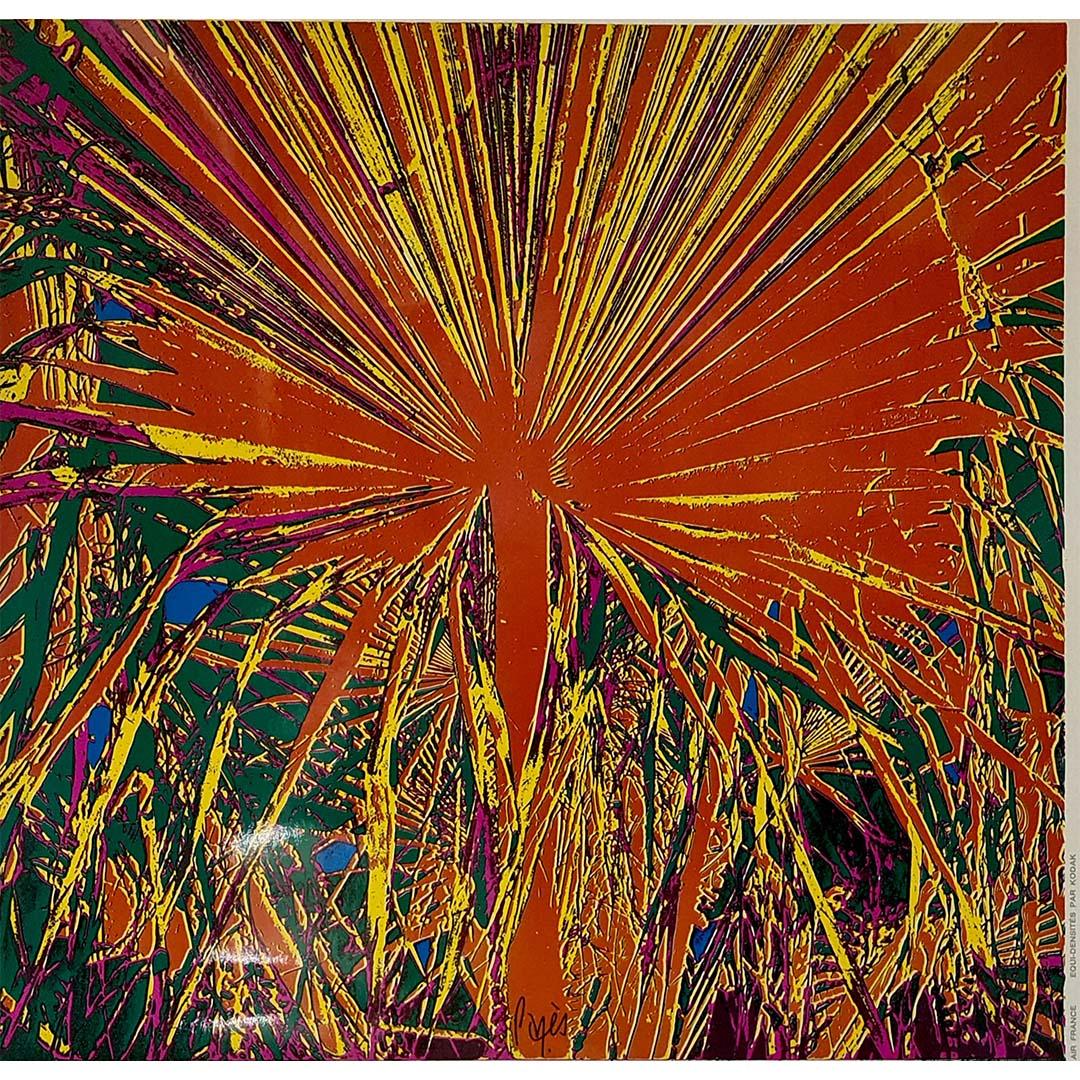 1971 Original-Reiseplakat von Pagès für Air France zur Werbung für Reisen nach Brasilien im Angebot 1