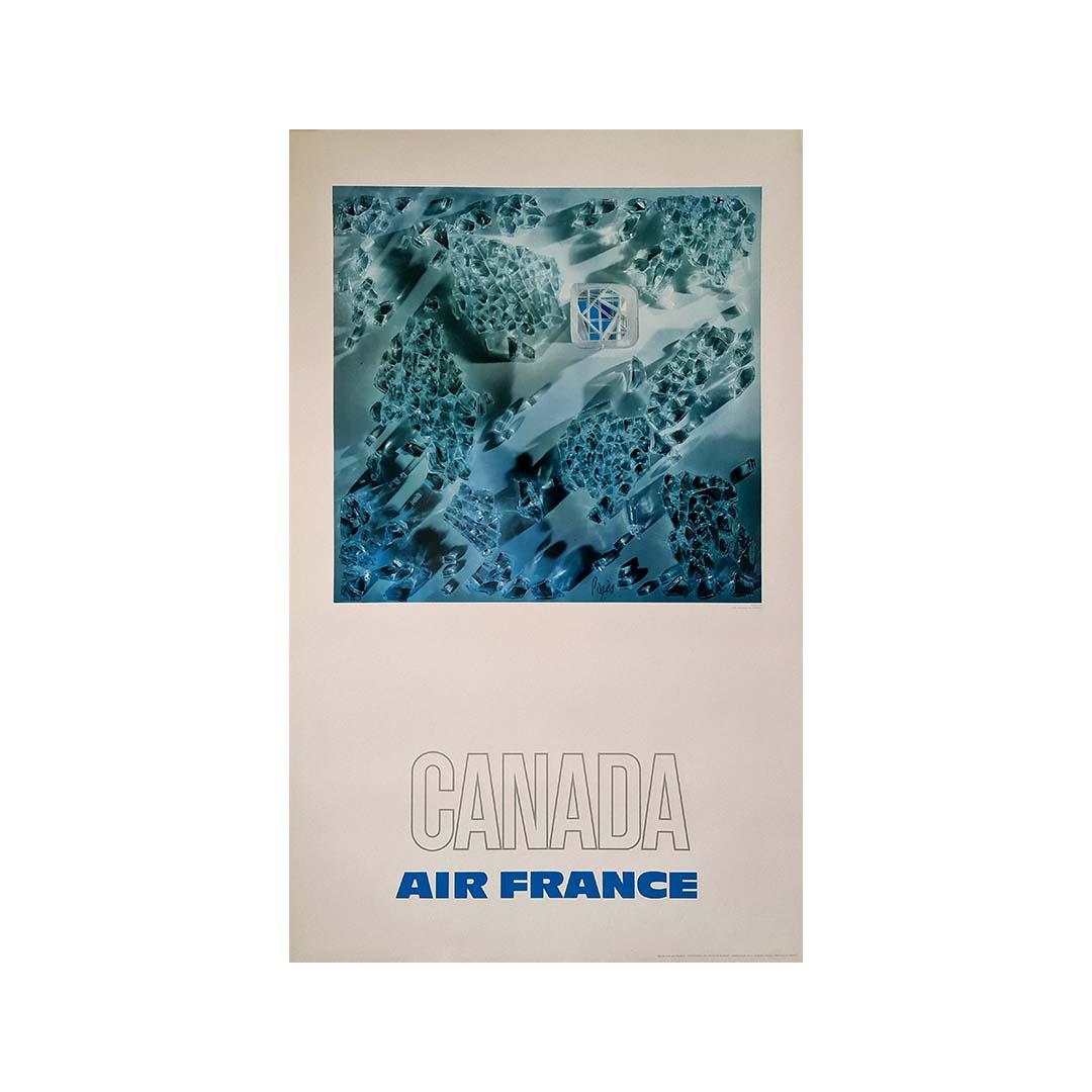 Affiche de voyage originale de 1971 réalisée par Pagès pour Air France et promouvant les voyages au Canada en vente 2