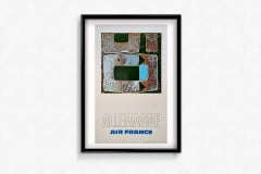 Manifesto di viaggio originale del 1971 di Pagès per Air France che promuove i viaggi in Germania