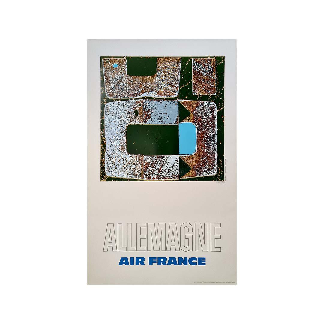 Manifesto di viaggio originale del 1971 di Pagès per Air France che promuove i viaggi in Germania in vendita 2
