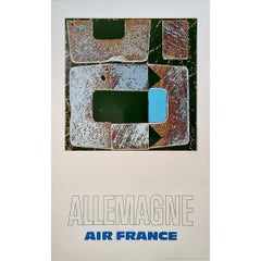Cartel de viaje original de 1971 de Pagès para Air France promocionando viajes a Alemania