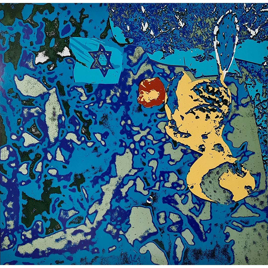 1971 Original-Reiseplakat von Pagès für Air France zur Werbung für Reisen nach Israel im Angebot 1