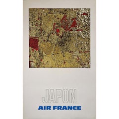 Affiche de voyage originale de 1971 réalisée par Pagès pour Air France et promouvant le voyage au Japon