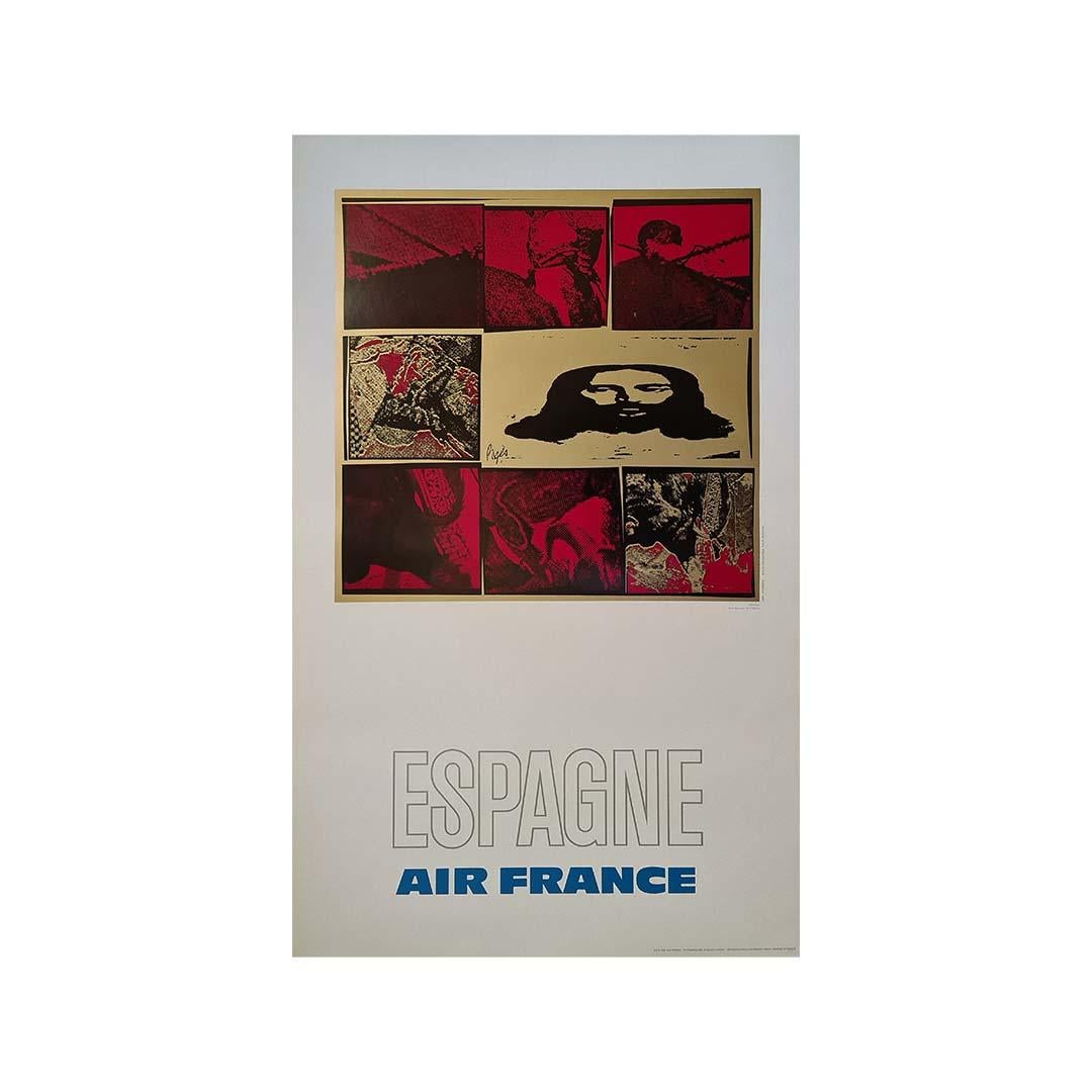 1971 Original-Reiseplakat von Pagès für Air France zur Werbung für Reisen nach Spanien im Angebot 2