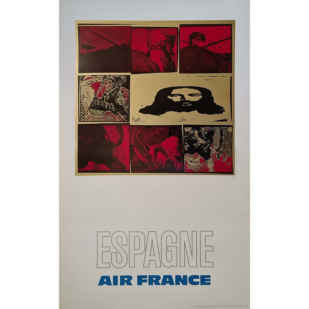 1971 Original-Reiseplakat von Pagès für Air France zur Werbung für Reisen nach Spanien – Print von Raymond Pages