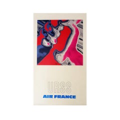 Circa 1970 Original vintage poster to promote Air France flight to USSR - URSS