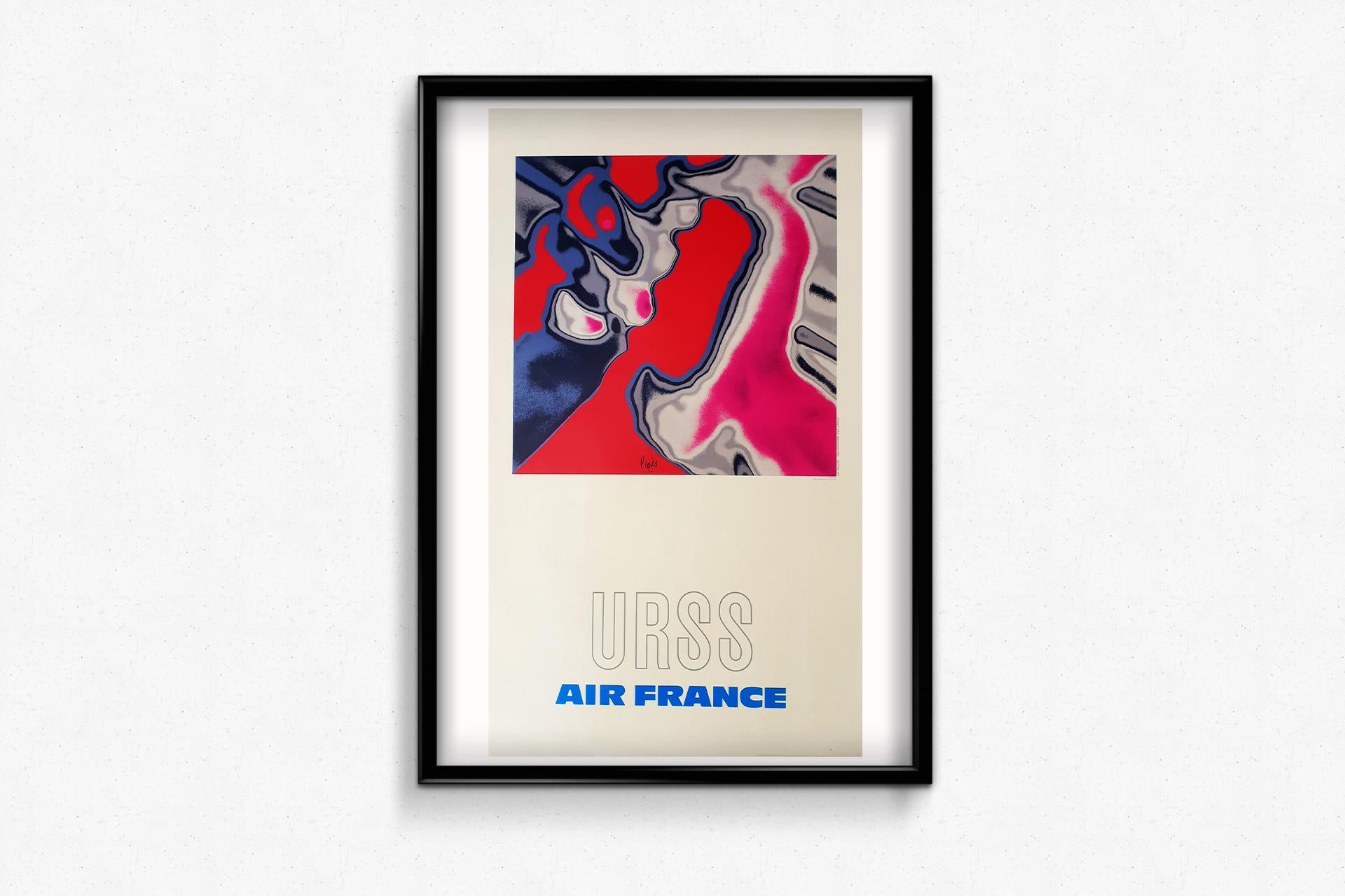Circa 1970 Original vintage poster to promote Air France flight to USSR - URSS For Sale 1