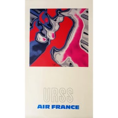 Circa 1970 Original Retro poster to promote Air France flight to USSR - URSS