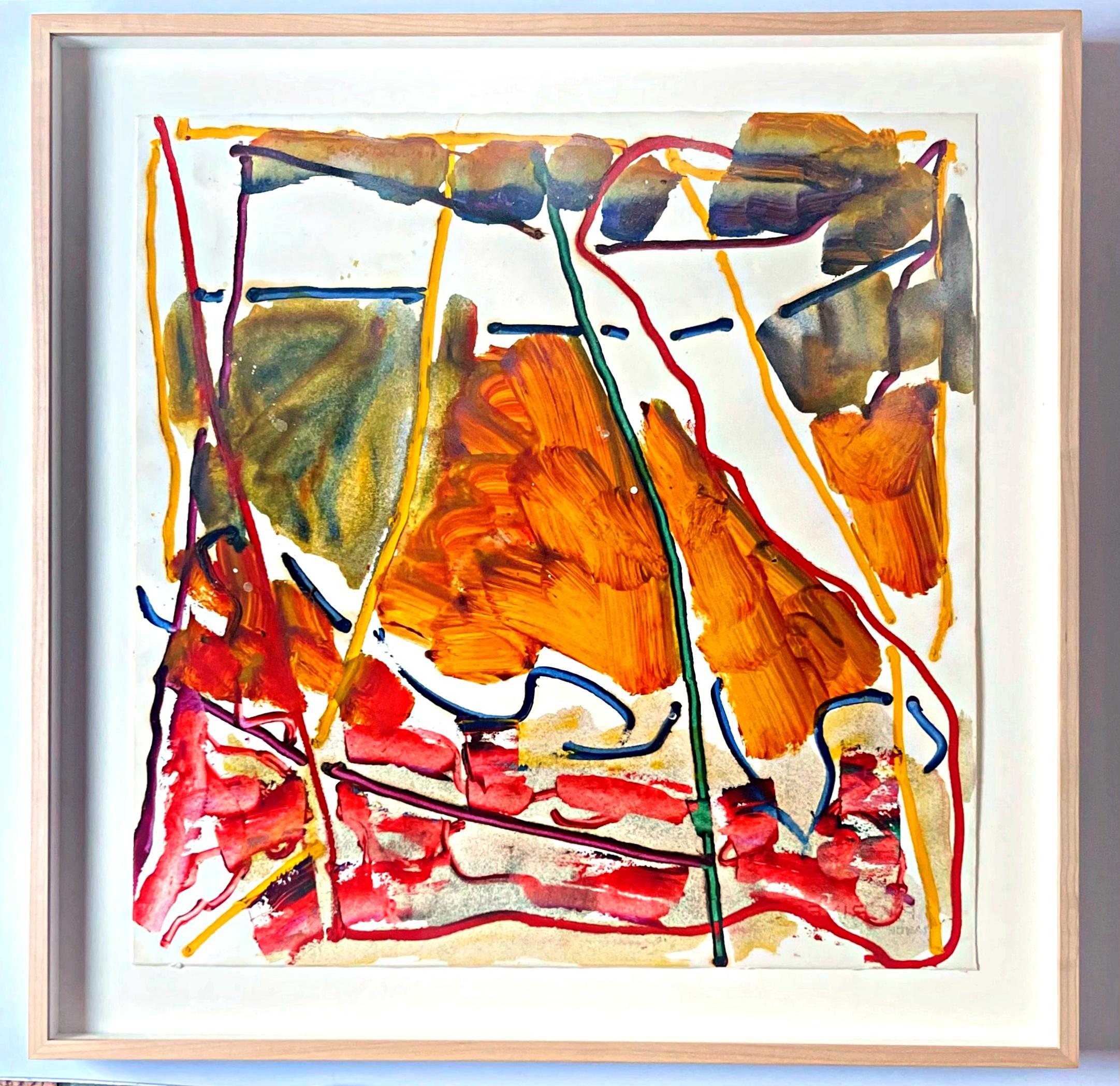 This is a poignant acrylic on paper painting from the early 1970s by renowned New York Abstract Expressionist Ray Parker. Inscribed "For Carl" [gallerist Carl Solway], hand signed and dated 1978 top left recto.
Provenance: Carl Solway Gallery,