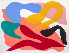 Large Colorful Abstract Silkscreen by Raymond Parker