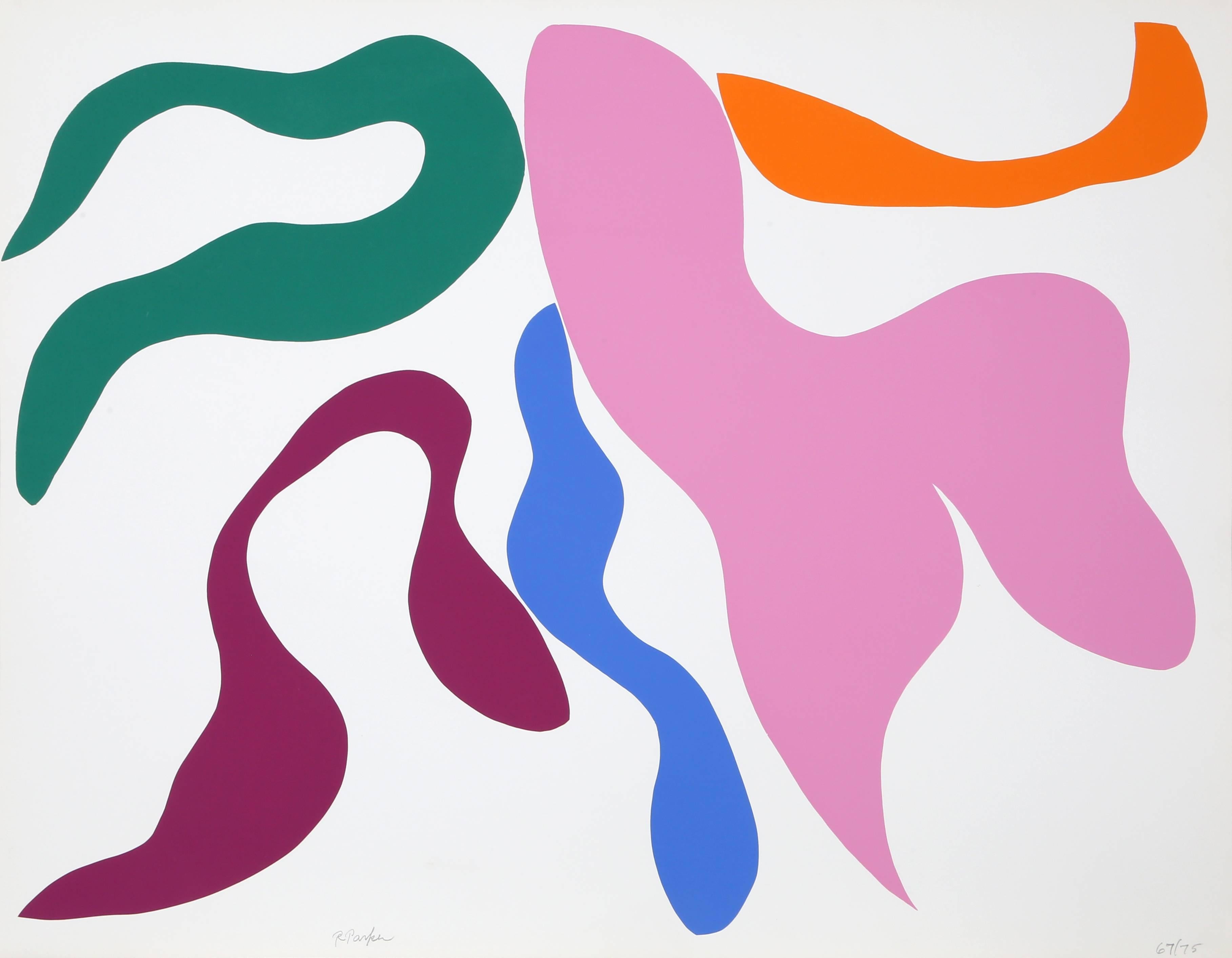 Artist: Raymond Parker, American (1922 - 1990)
Title: Untitled 17
Year: 1980
Medium: Silkscreen, signed and numbered in pencil
Edition: 75
Size: 35 x 45 inches
