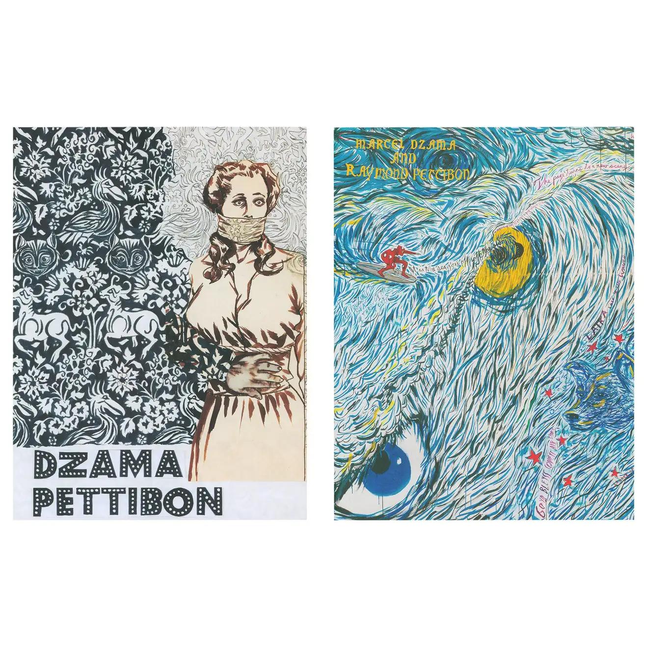 Raymond Pettibon & Marcel Dzama artist books 2016 (set of 2):
1) Dzama / Pettibon is a collaborative zine between Marcel Dzama and Raymond Pettibon. The zine was originally for the MoMa PS1 NYABF but sold out in one day. Published on the occasion of