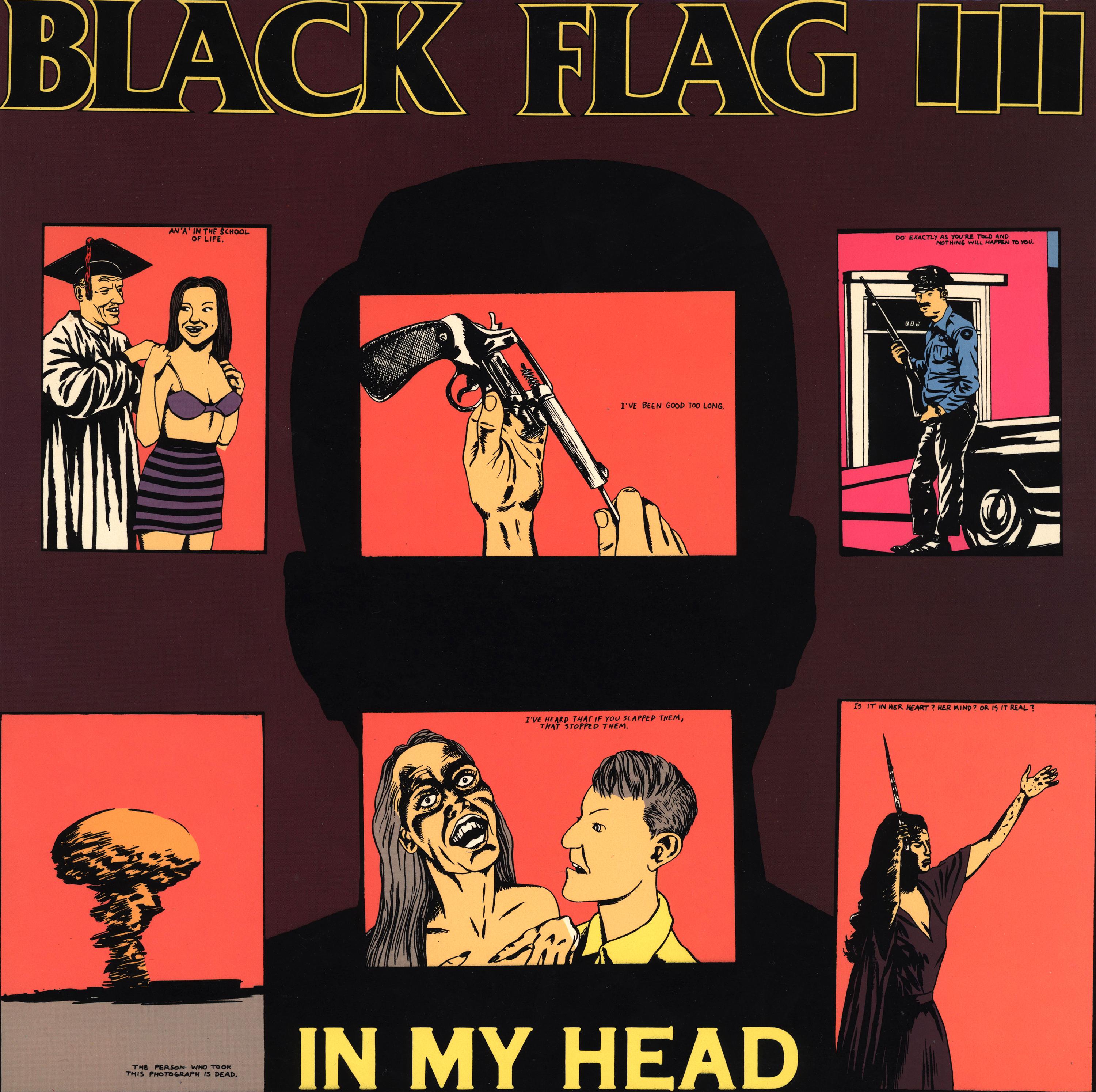 Raro set di 4 copertine originali di dischi di Raymond Pettibon (bandiera nera di Pettibon) in vendita 4