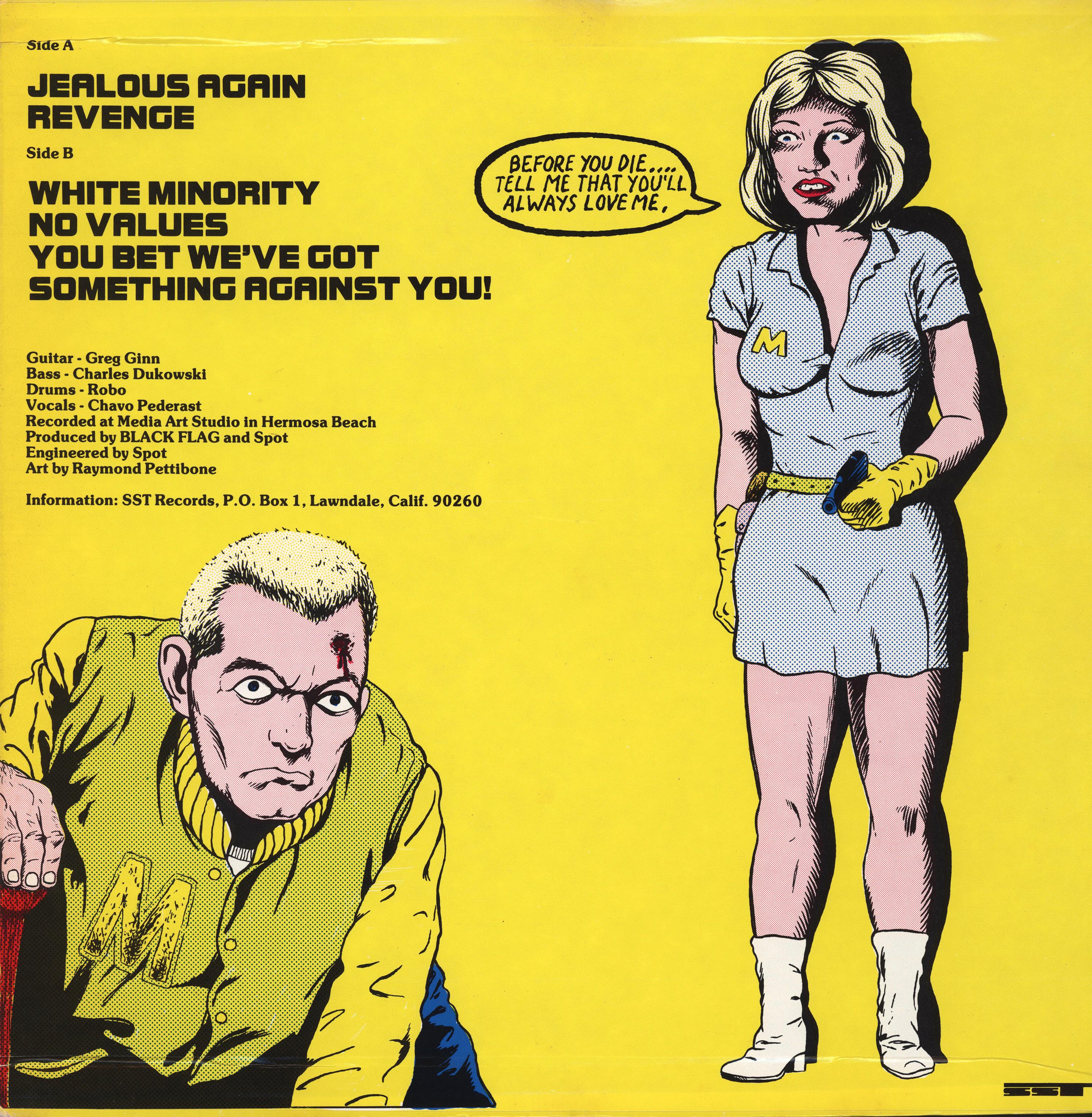 Raro set di 4 copertine originali di dischi di Raymond Pettibon (bandiera nera di Pettibon) in vendita 5
