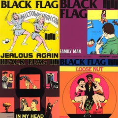 Retro Rare original Raymond Pettibon record cover art set of 4 (Pettibon black flag)