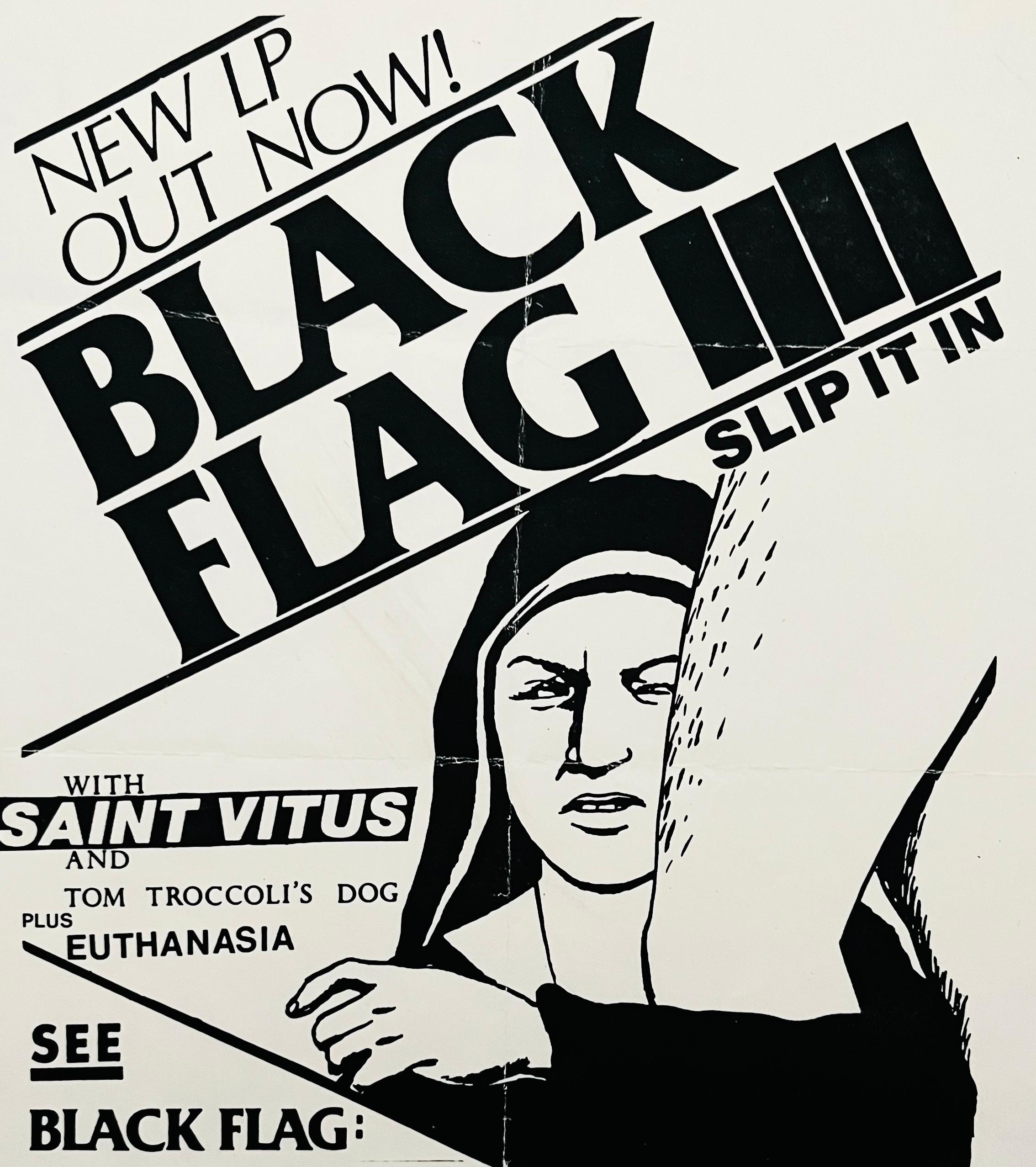 Drapeau noir Raymond Pettibon 1984 (Raymond Pettibon punk flyer)  en vente 1