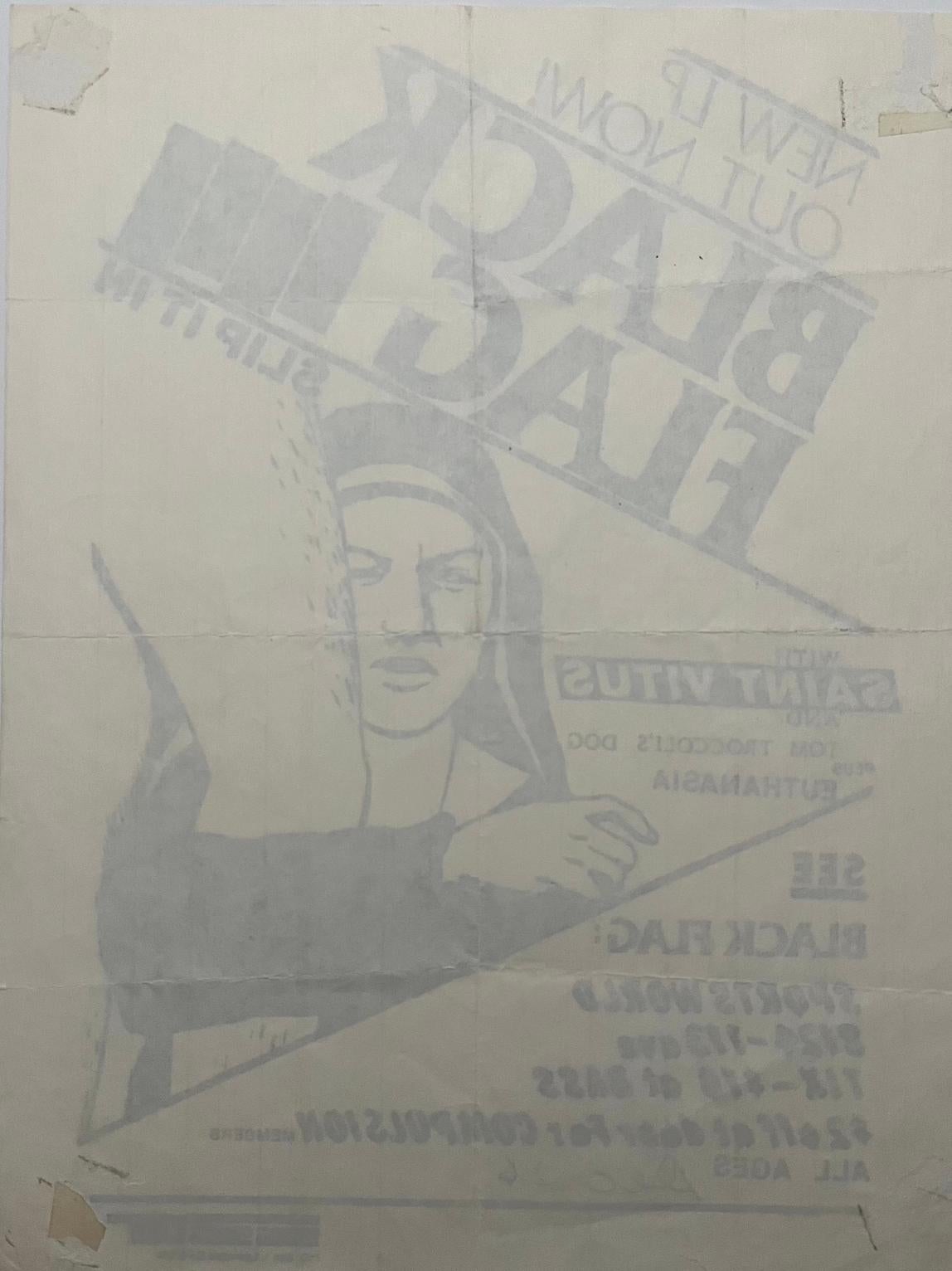 Drapeau noir Raymond Pettibon 1984 (Raymond Pettibon punk flyer)  en vente 2