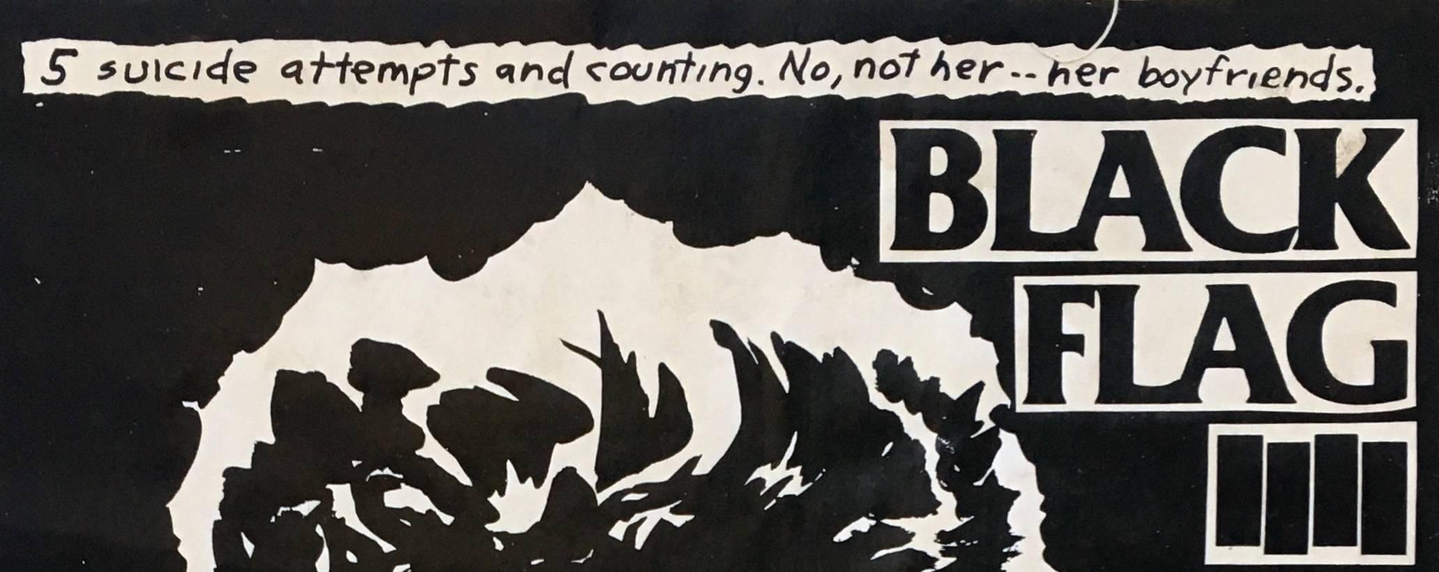 Raymond Pettibon:
Rare early Black Flag poster 

Flea, the Red Hot Chili Peppers bassist once said of Pettibon's Black Flag illustrations and iconic logo: 
