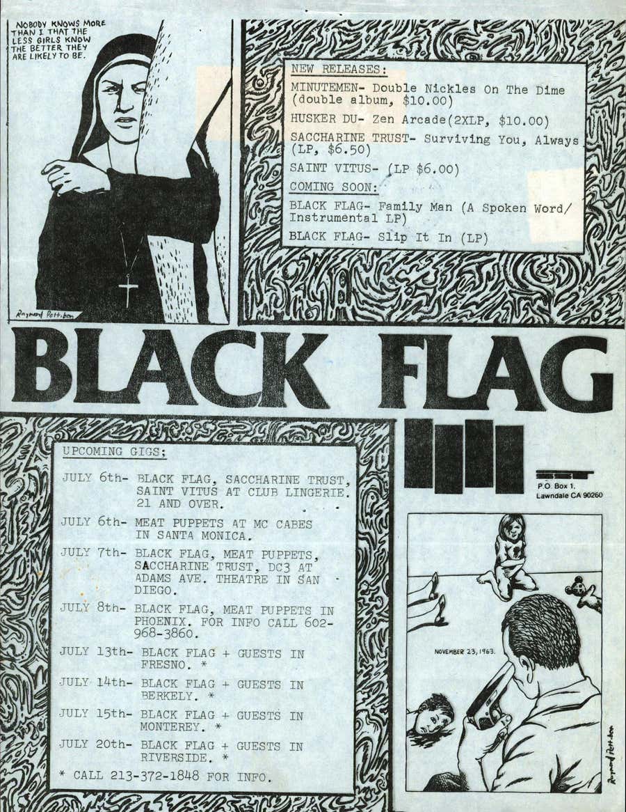 Raymond Pettibon Black Flag Punk flyer (Post Marked 1984)