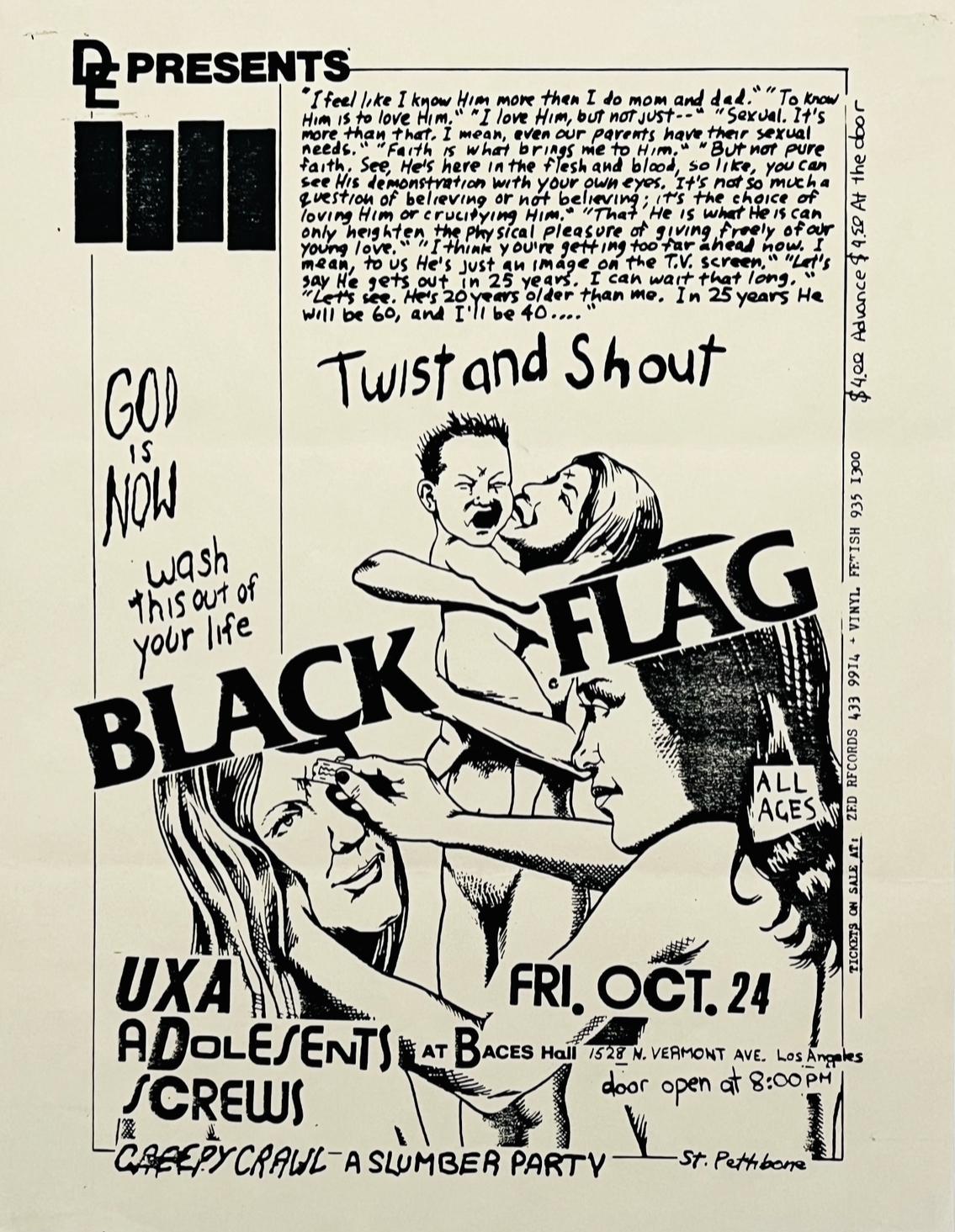 Raymond Pettibon Black Flag punk flyer (Raymond Pettibon Punk)  For Sale 1
