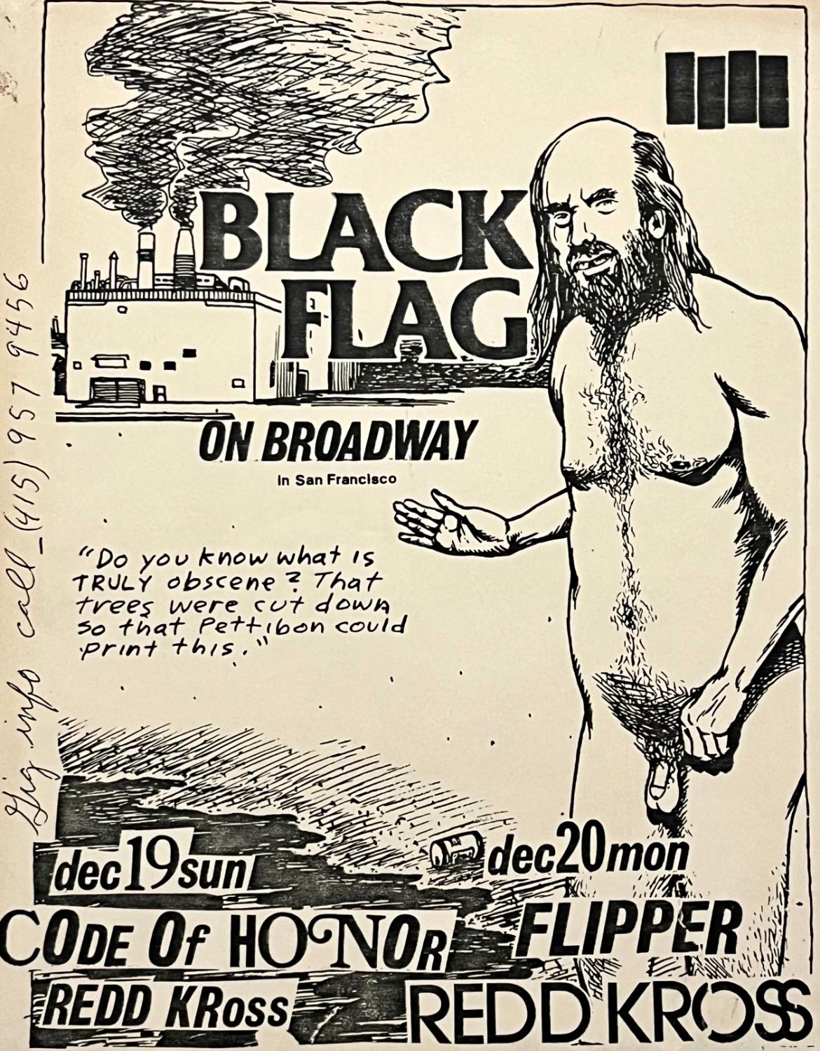 Raymond Pettibon Black Flag punk flyer (Raymond Pettibon Punk)  For Sale 1