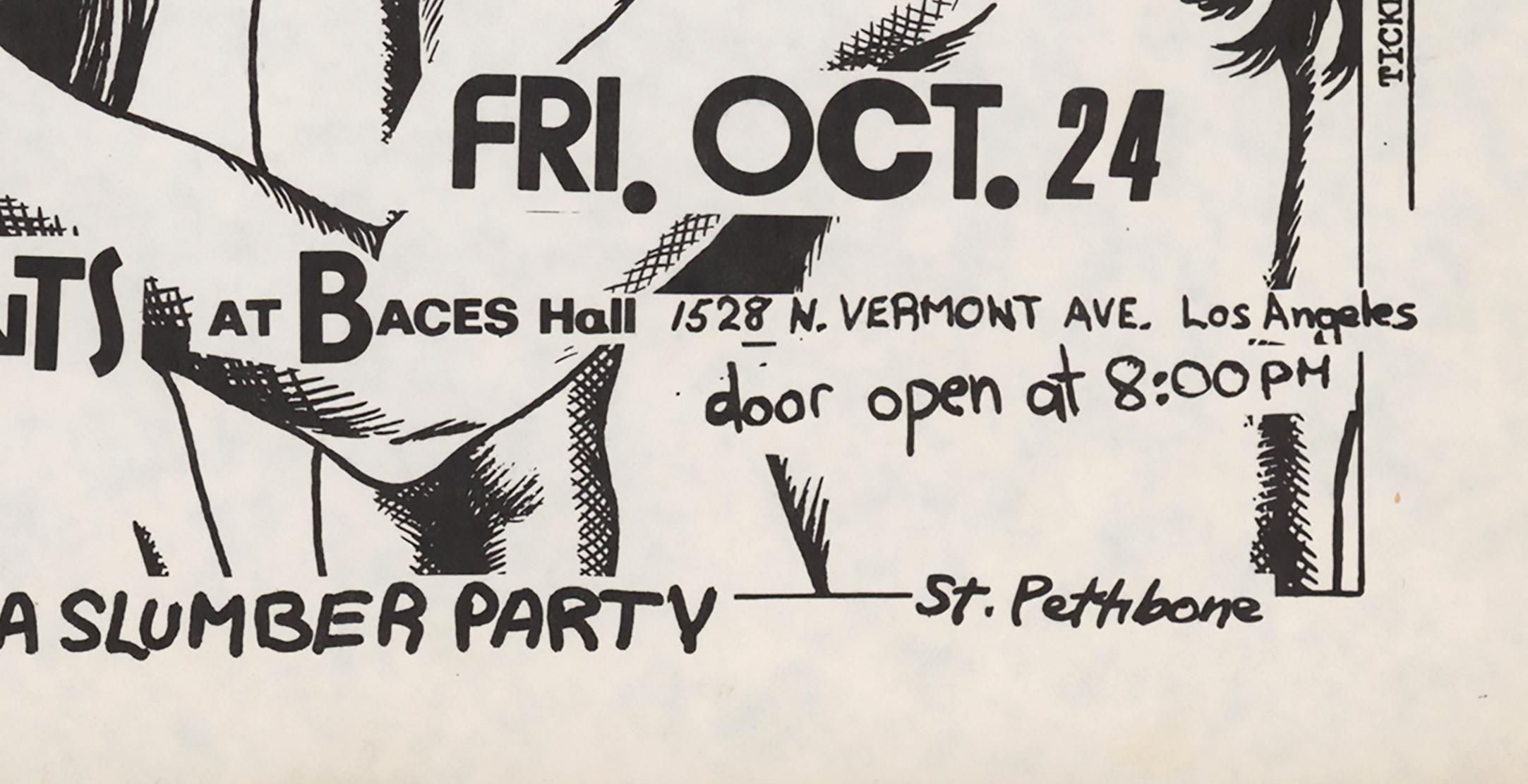 Raymond Pettibon illustrated Black Flag flyer New York City 1981:
Rare early 1980s Punk flyer illustrated by Pettibon to advertise one of Black Flag’s first ever East Coast shows held at the Peppermint Lounge, New York, NY: March 14, 1981.

Flea,