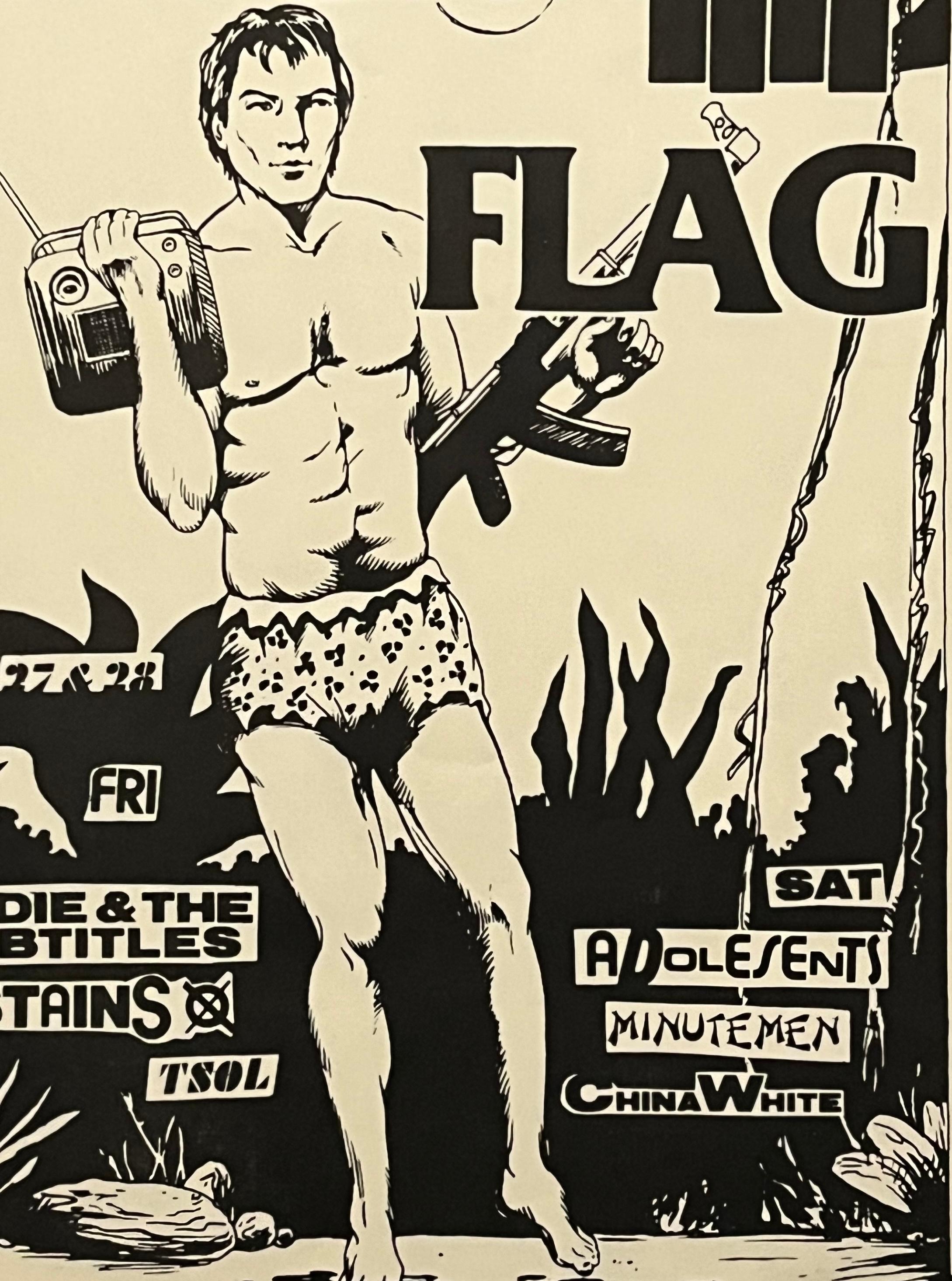 Raymond Pettibon illustrated punk flyer 1981 (Raymond Pettibon black flag) For Sale 1