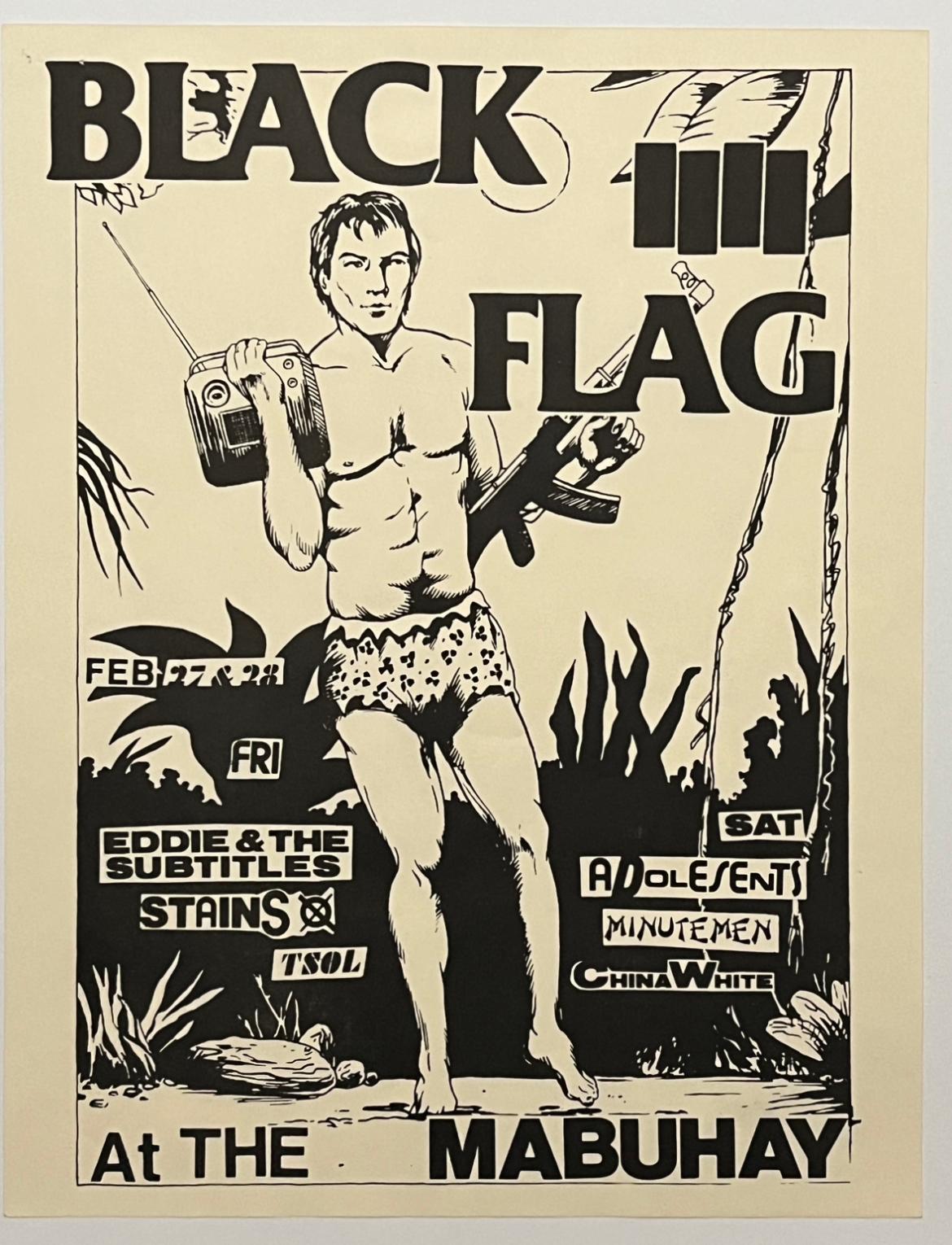 Raymond Pettibon illustrated punk flyer 1981 (Raymond Pettibon black flag) For Sale 2