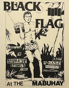 Volantino punk illustrato di Raymond Pettibon 1981 (Raymond Pettibon bandiera nera)