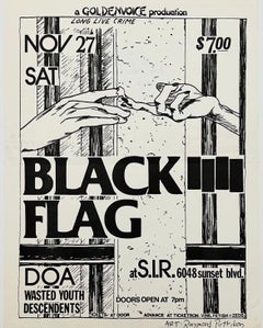 Raymond Pettibon illustrierte Punk Flyer (postmarked Raymond Pettibon Black Flagge)