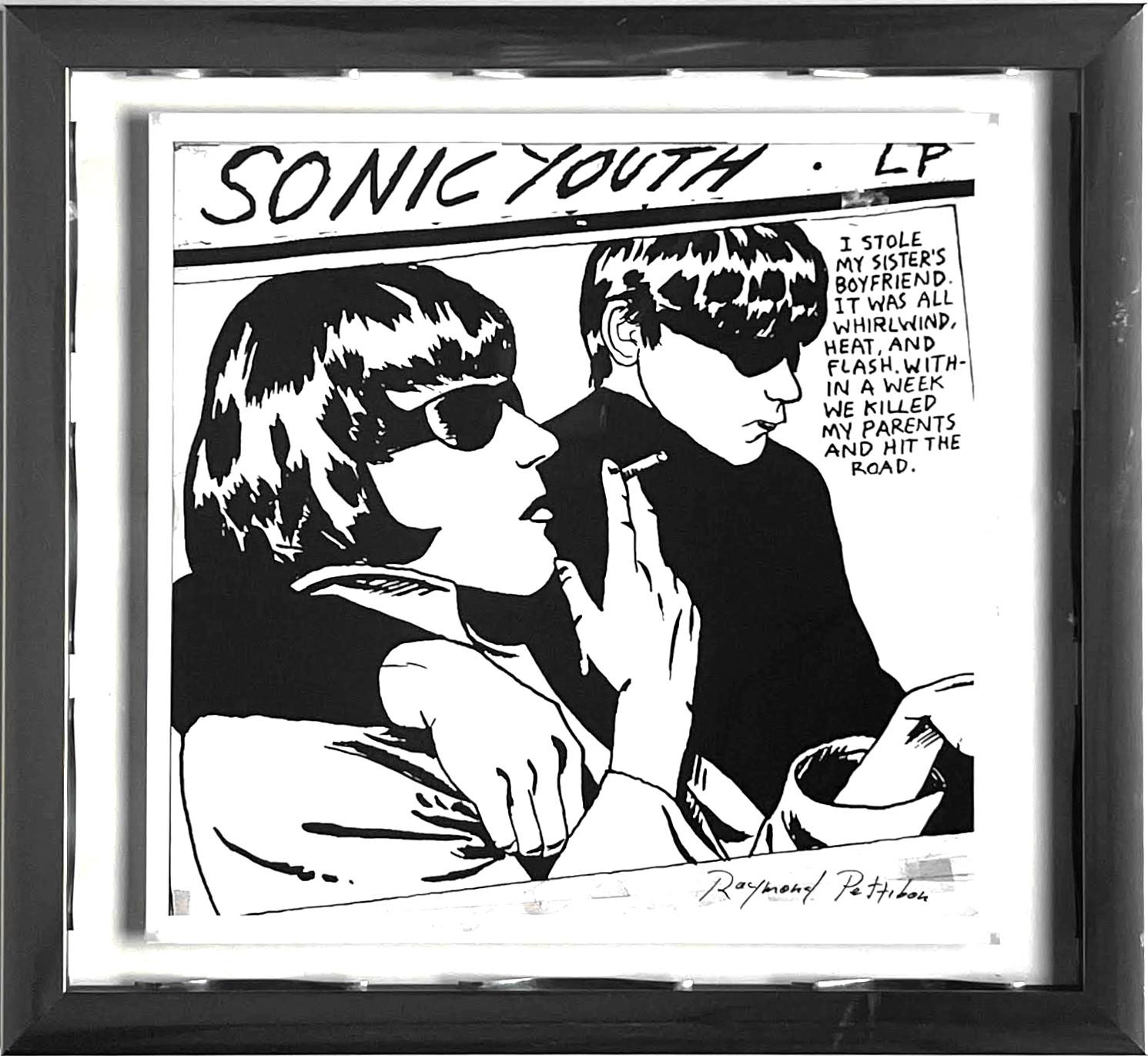 Raymond Pettibon
Sonic Youth (Hand Signed by Raymond Pettibon), 1990
Digital print on Fujicolor Crystal Archive Paper Supreme (Hand signed by Raymond Pettibon)
Boldly signed in black marker by Raymond Pettibon on the front
Frame included: framed