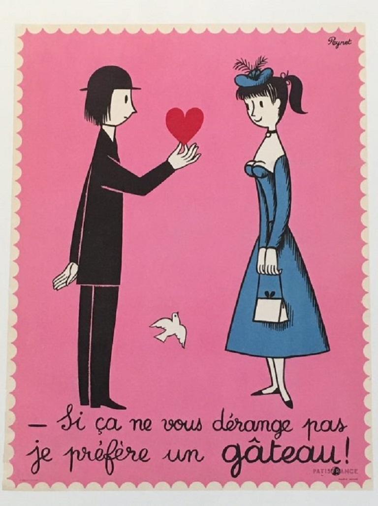 Raymond Peynet was a French cartoonist born in Paris in 1908. Raymond was known for his famous cartoon couple of lovers in 1942, which he represented in many mediums including ceramics, posters, jewellery, postcards, and postage stamps.
