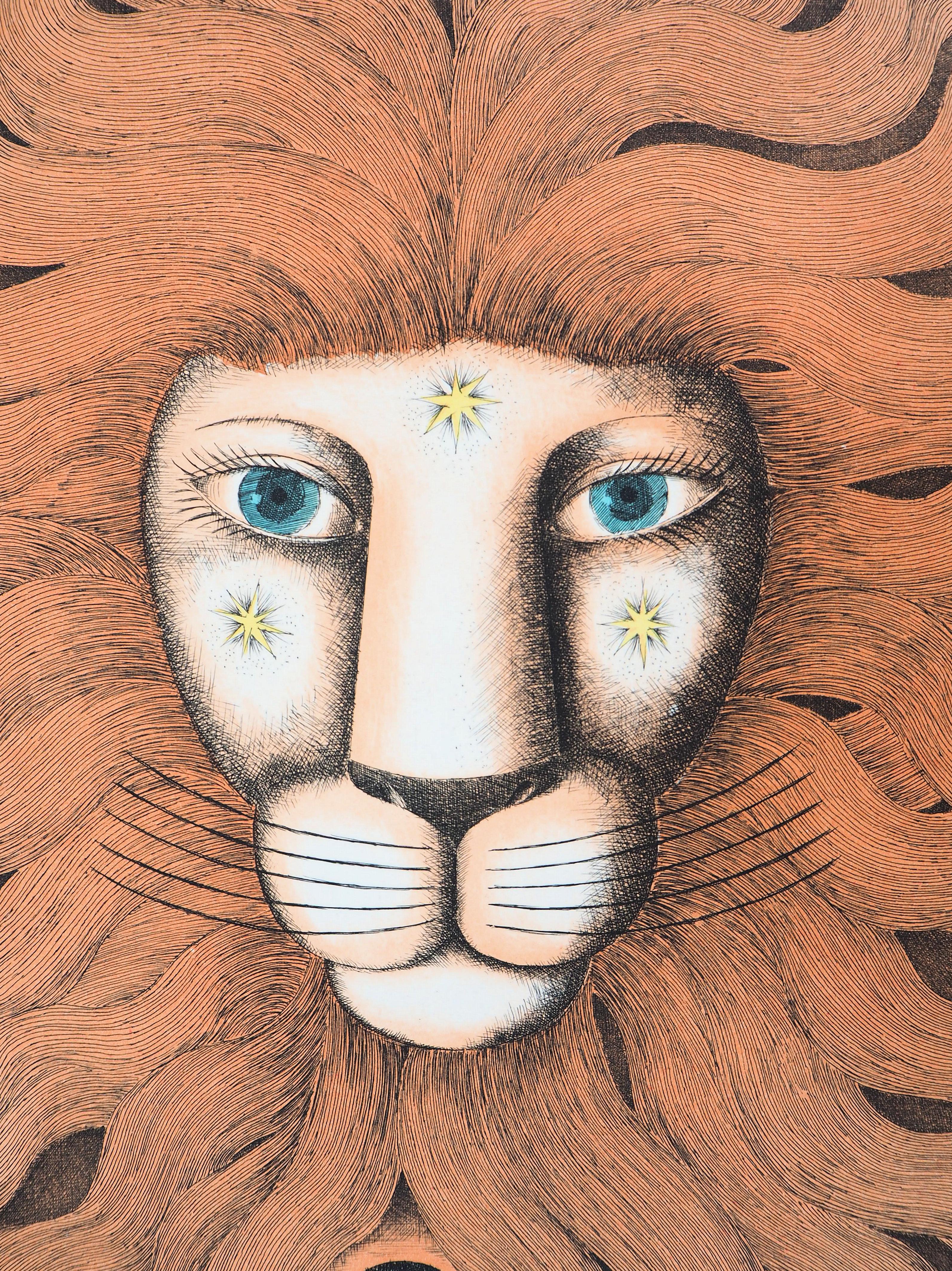 Raymond PEYNET
Astrology - Zodiac : Leo (Lion), 1979

Original etching
Handsigned in pencil
Numbered /22
On Arches vellum 76 x 56 cm (c. 30 x 22 inches)
This etching is authentified by the stamp of M. Salord usher, justification on the back (see
