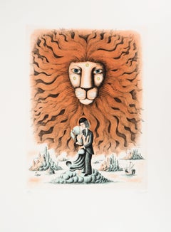 Vintage Astrology and Zodiac : Leo (Lion) - Original Etching Handisigned, 1979