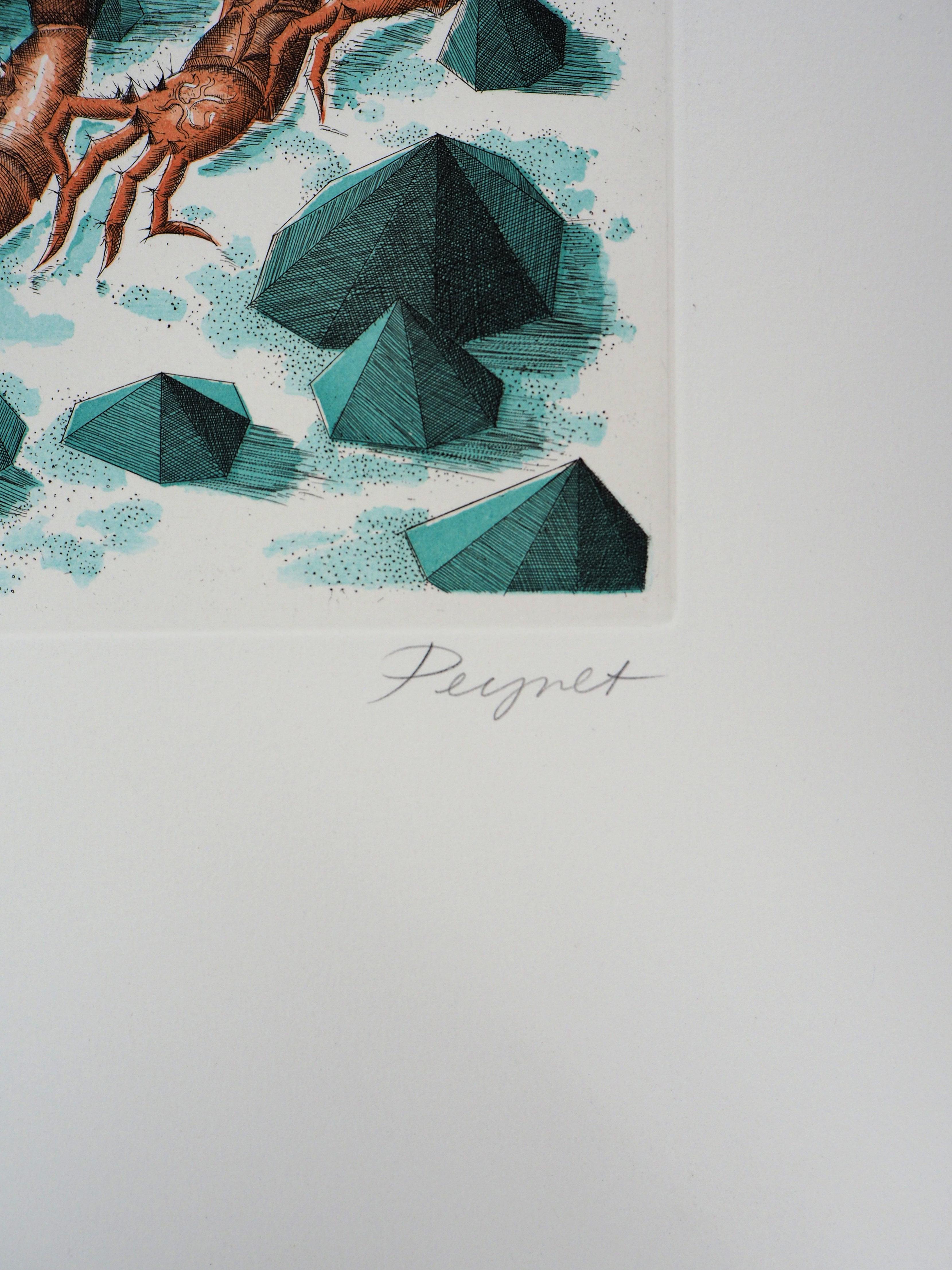Astrology - Zodiac : Scorpions - Original Etching Handsigned in pencil, 1979 - Print by Raymond Peynet