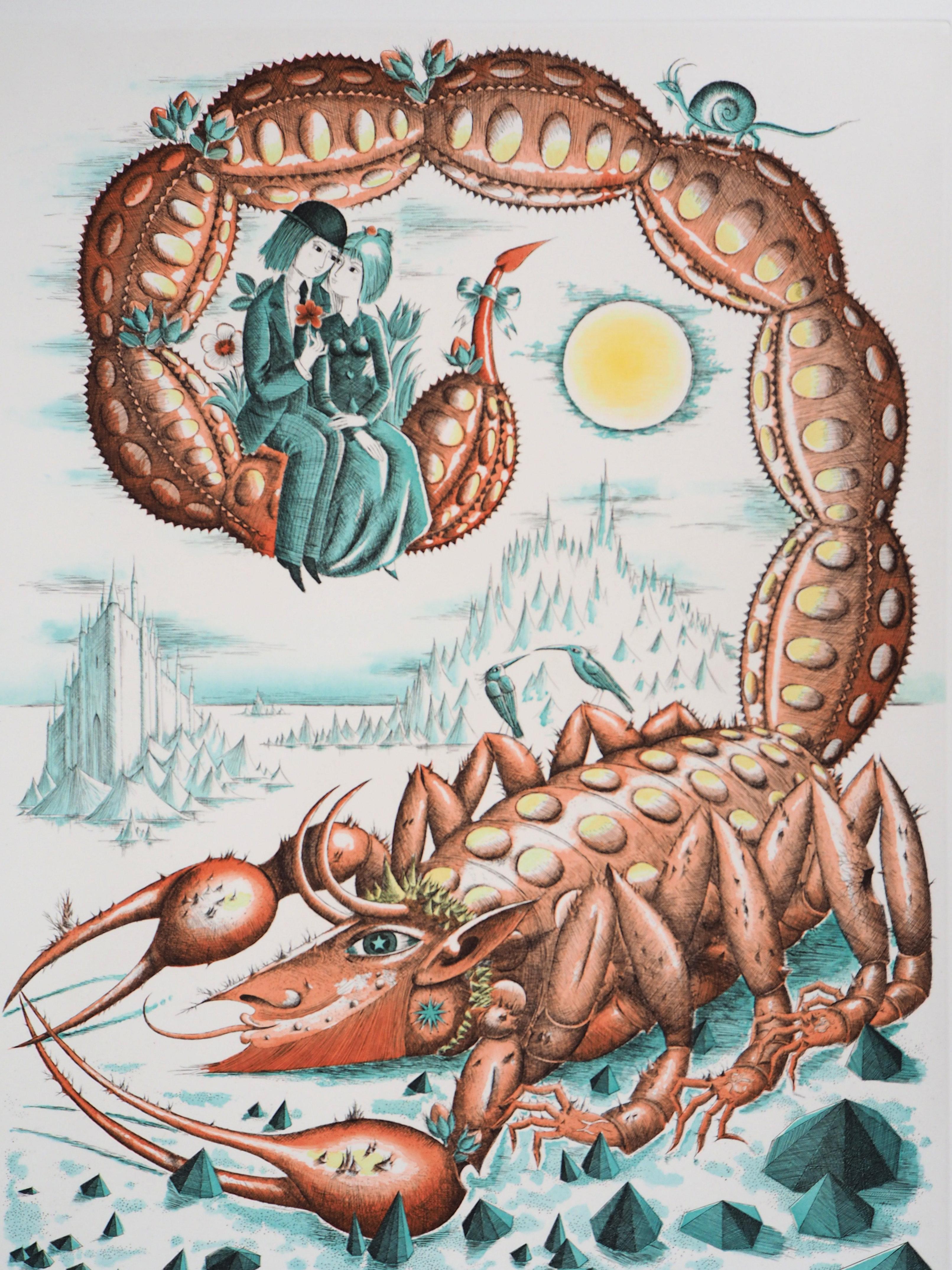 Astrology - Zodiac : Scorpions - Original Etching Handsigned in pencil, 1979 - Modern Print by Raymond Peynet