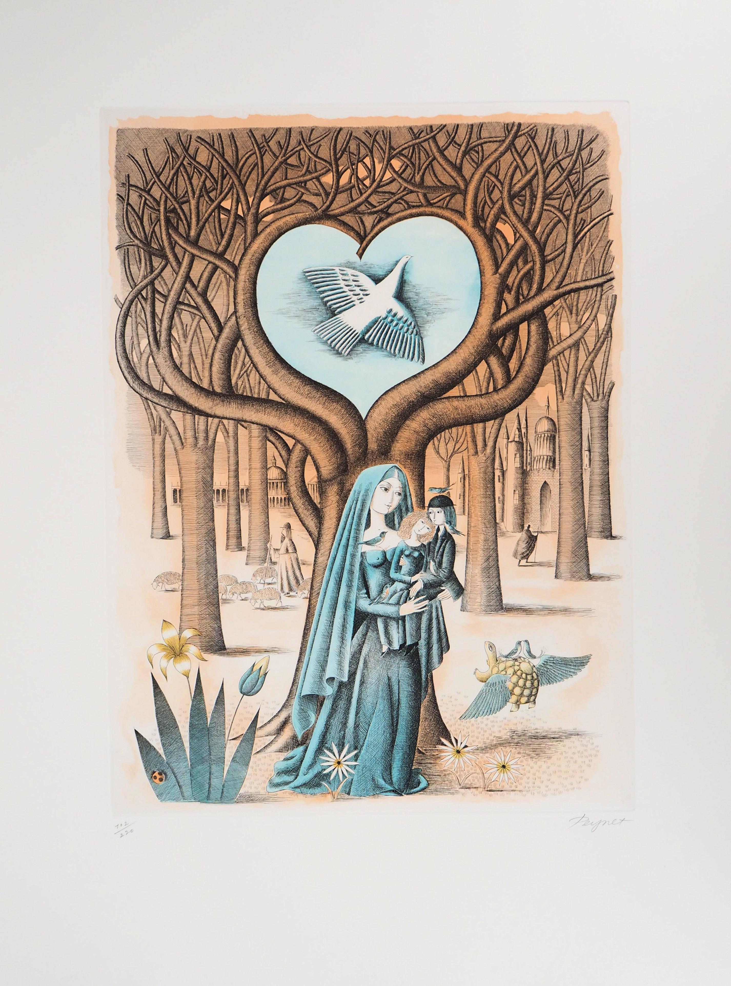 Raymond Peynet Figurative Print - Astrology - Zodiac : Virgo - Original Etching Handsigned, 1979