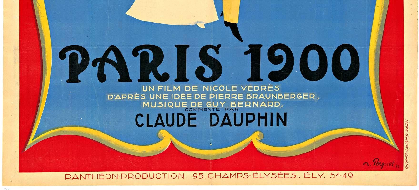 Poster cinematografico francese d'epoca originale Paris 1900 de la Belle Epoque 1900-1914 - Print Art Nouveau di Raymond Peynet