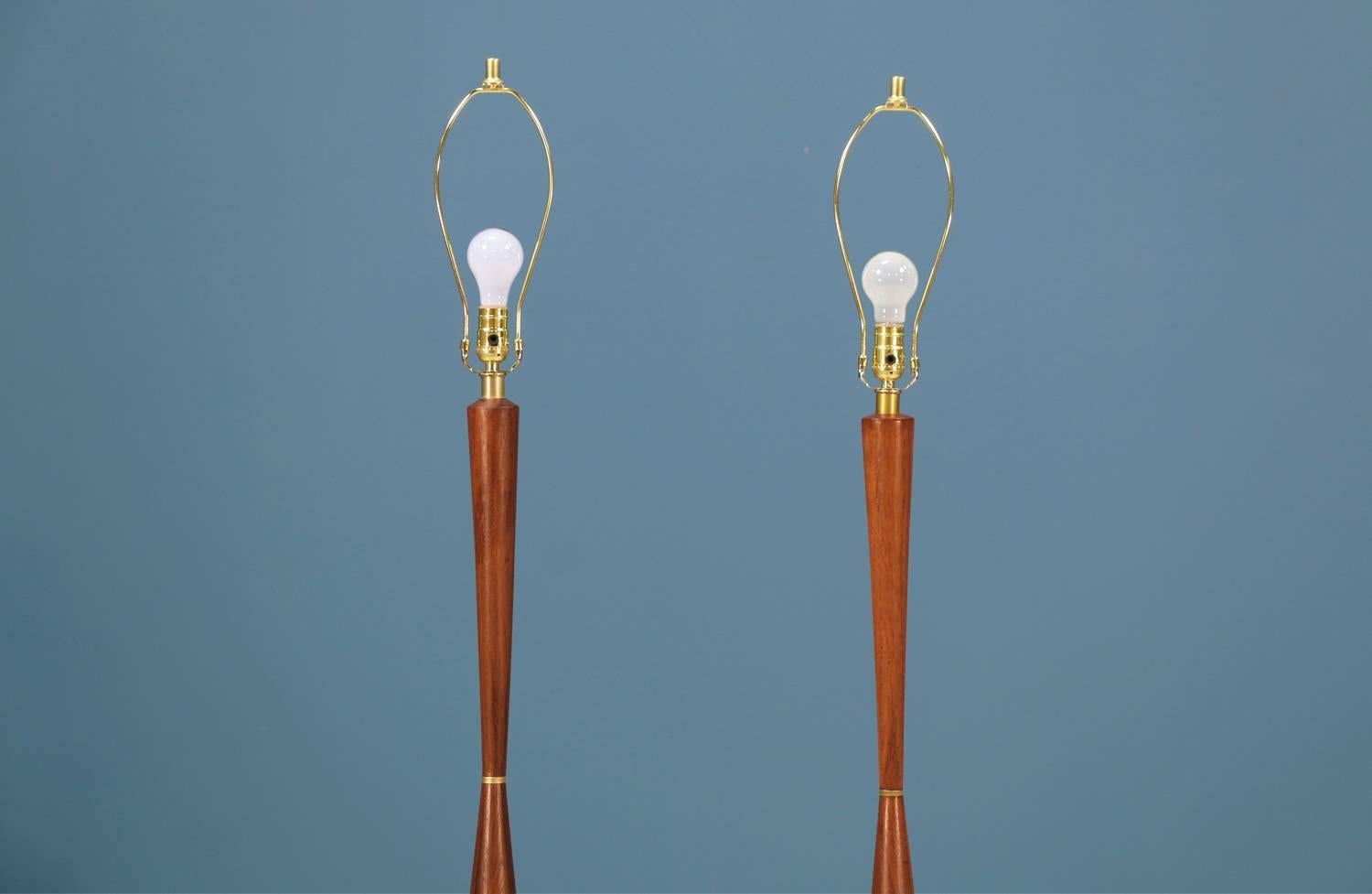 Mid-Century Modern Raymond Pfennig Woodturned Walnut Floor Lamps for Zina Lamp Co.