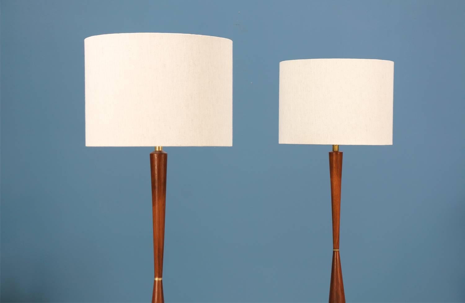 Raymond Pfennig Woodturned Walnut Floor Lamps for Zina Lamp Co. In Excellent Condition In Los Angeles, CA