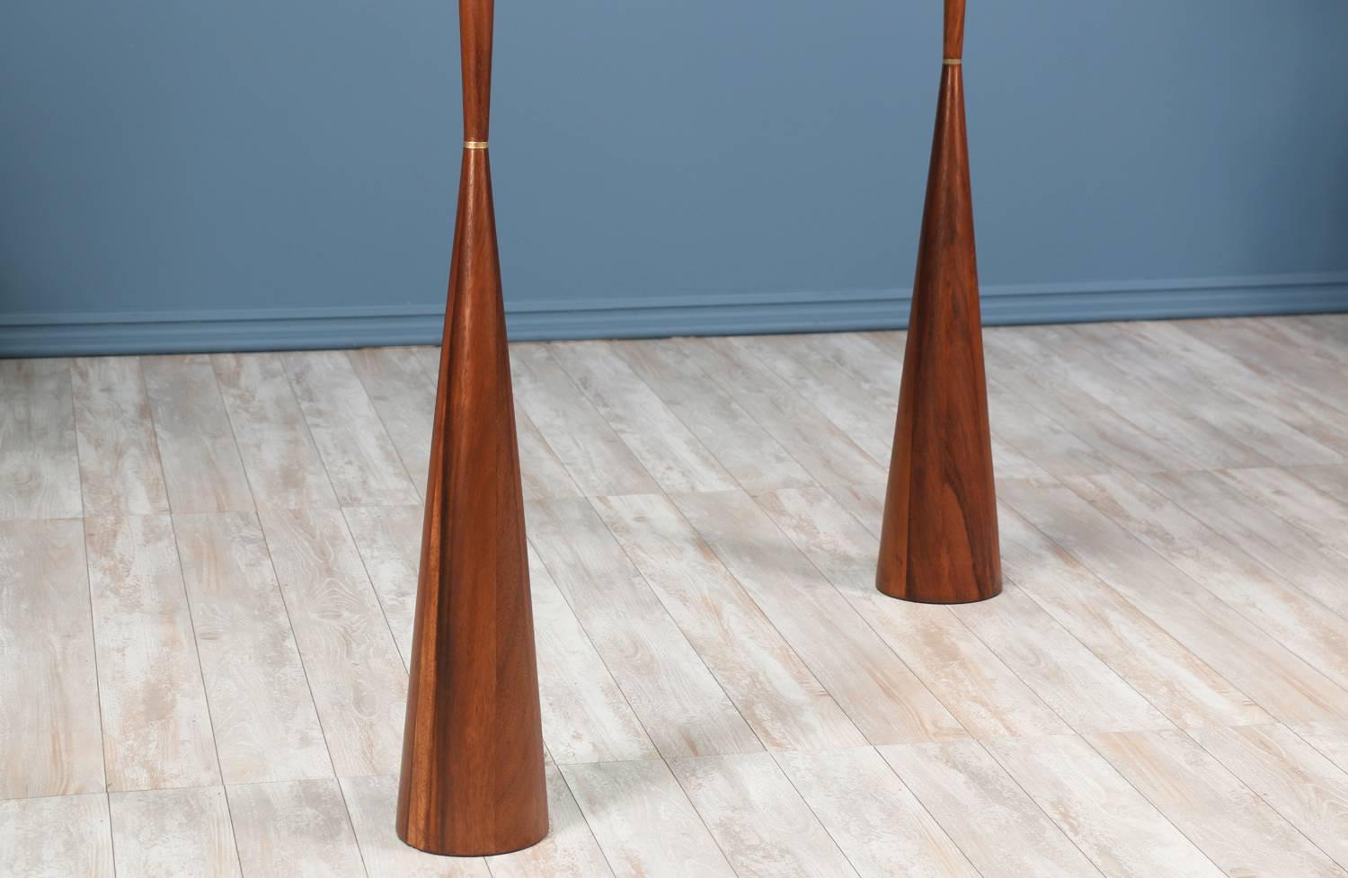Mid-20th Century Raymond Pfennig Woodturned Walnut Floor Lamps for Zina Lamp Co.