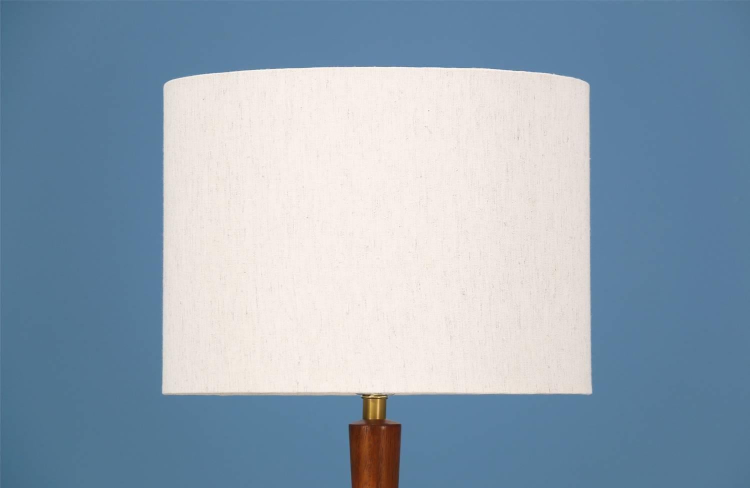 Brass Raymond Pfennig Woodturned Walnut Floor Lamps for Zina Lamp Co.