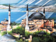 Vintage Saint Sophia Church in Istanbul - Handsigned lithograph