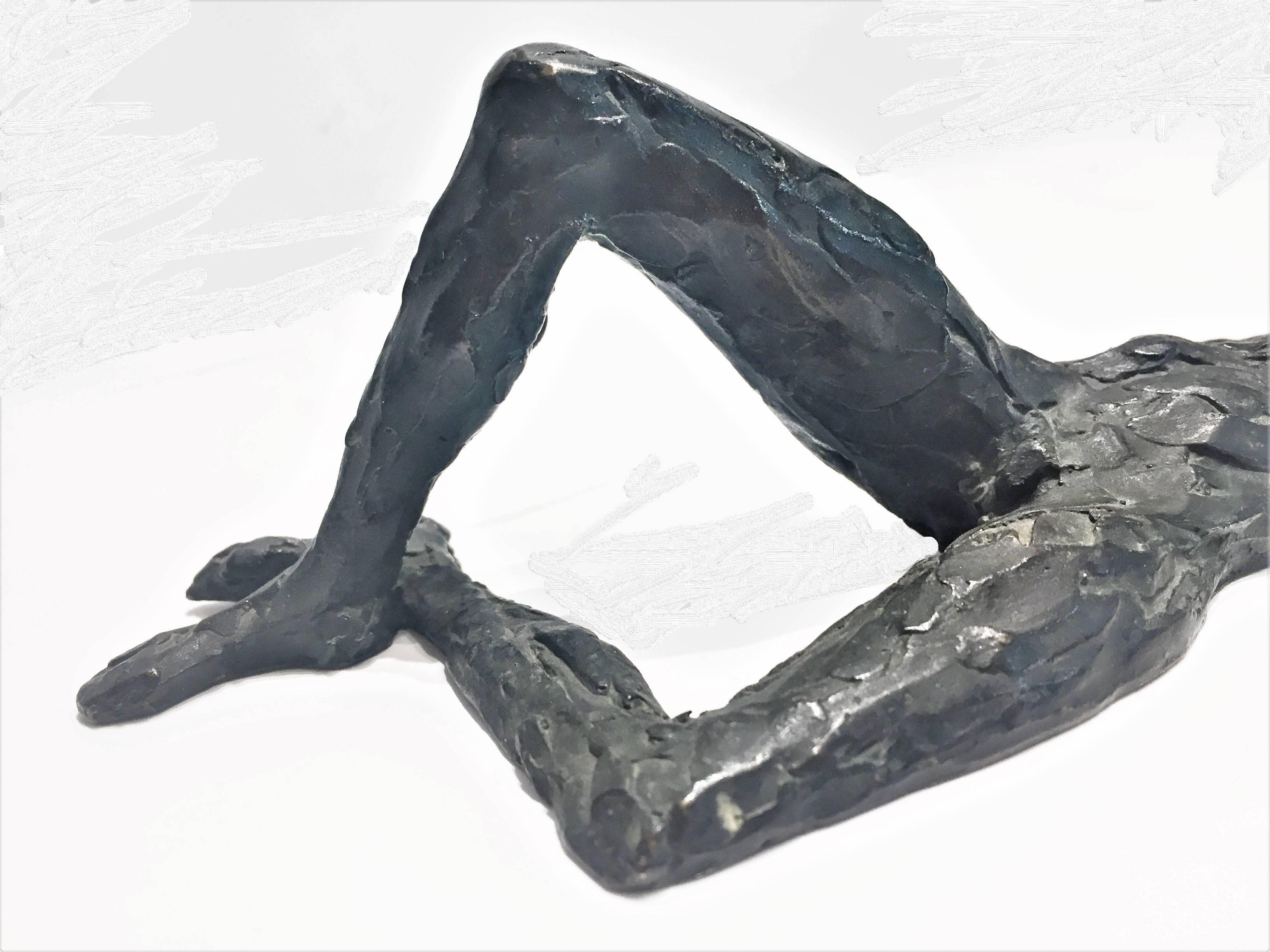 French Raymond Sabouraud, Femme Nu, Patinated Bronze Sculptural Paperweight, 1924