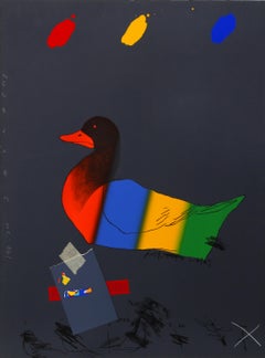 Le canard hors de l'eau, estampe en techniques mixtes de Raymond Saunders